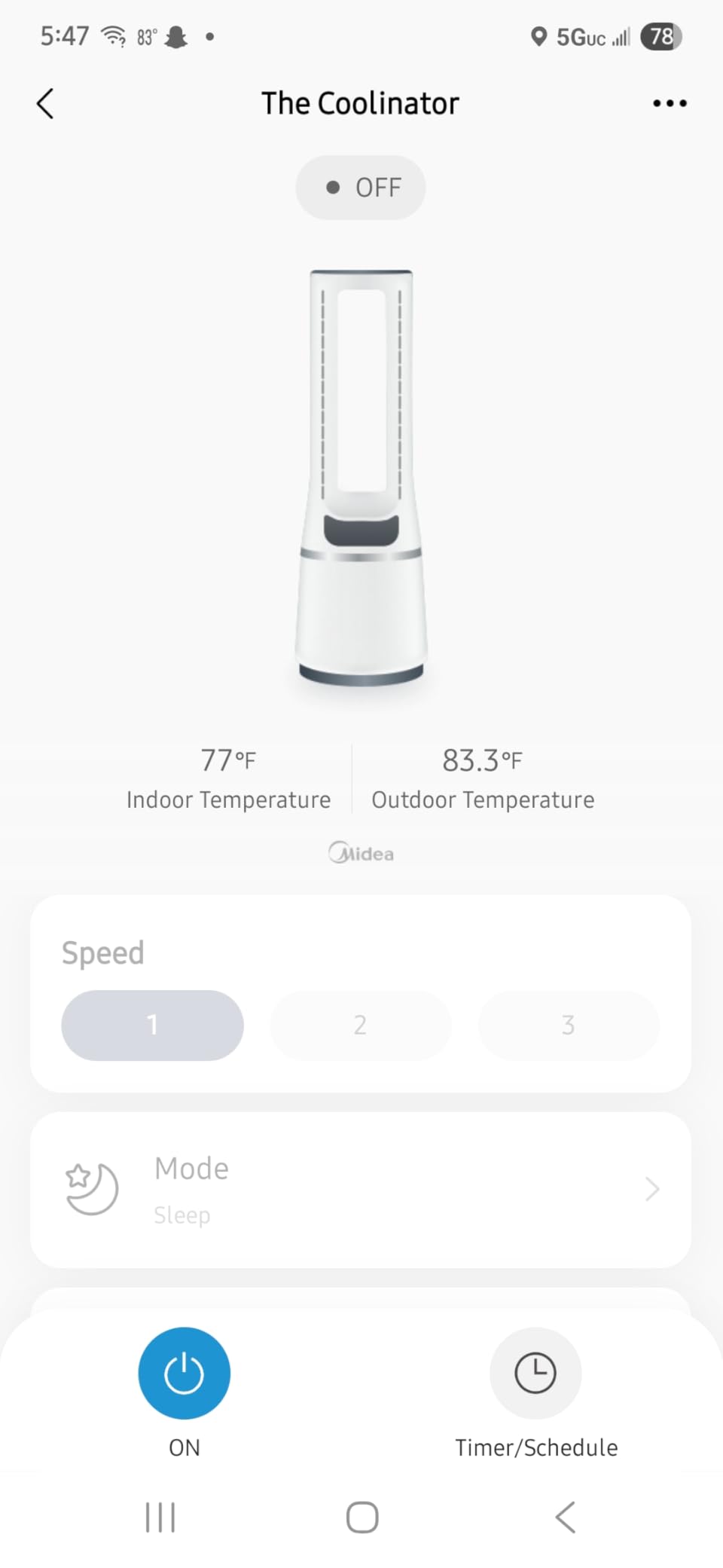 PELONIS Bladeless Tower Fan with 26-33ft Powerful Airflow, Alexa and Google Compatible, 6-Speed Settings, Quiet DC Motor, 120° Oscillation, 7-Hour Timer - Ideal for for Bedroom Home Office Use, White customer photo 2