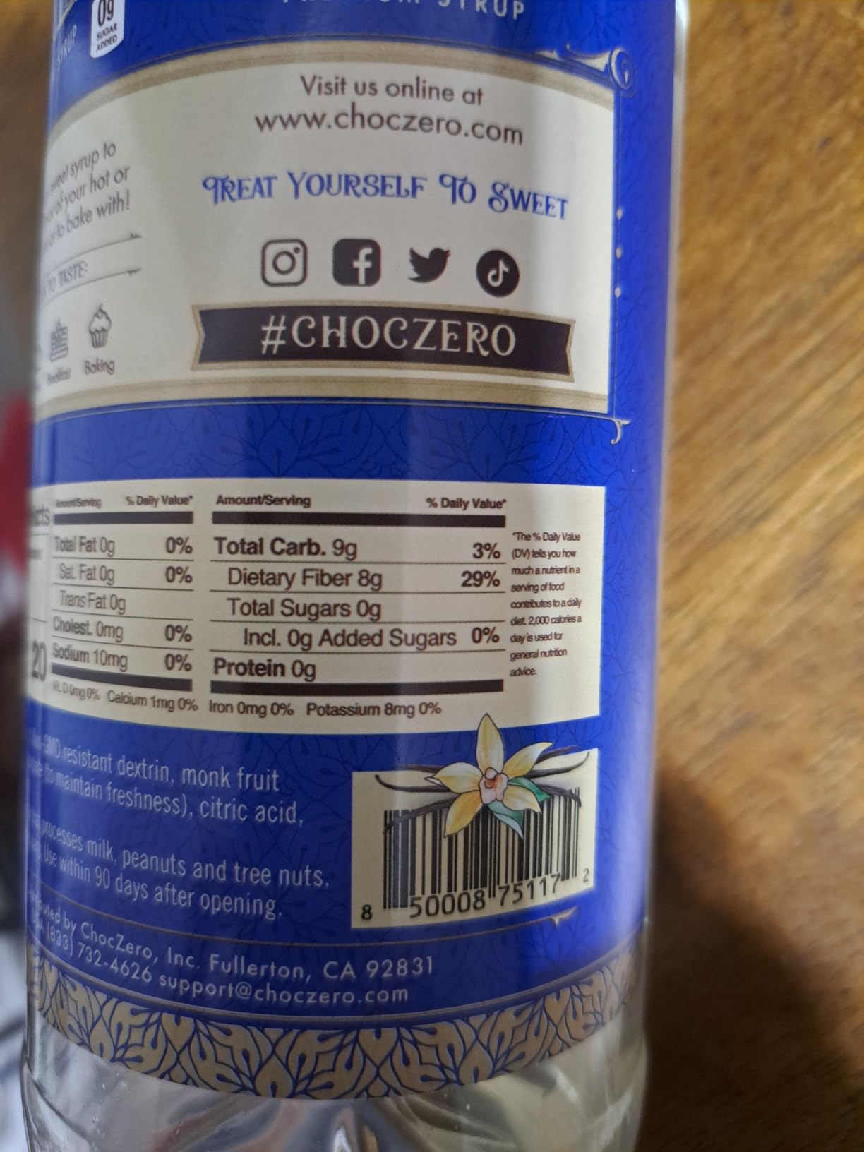 ChocZero Sugar Free Vanilla Coffee Syrup, 25.4 fl oz | Low Calorie, No Sugar Alcohols, Keto, Low Carb, High Fiber, For Lattes, Cold Brew & Desserts customer photo 2