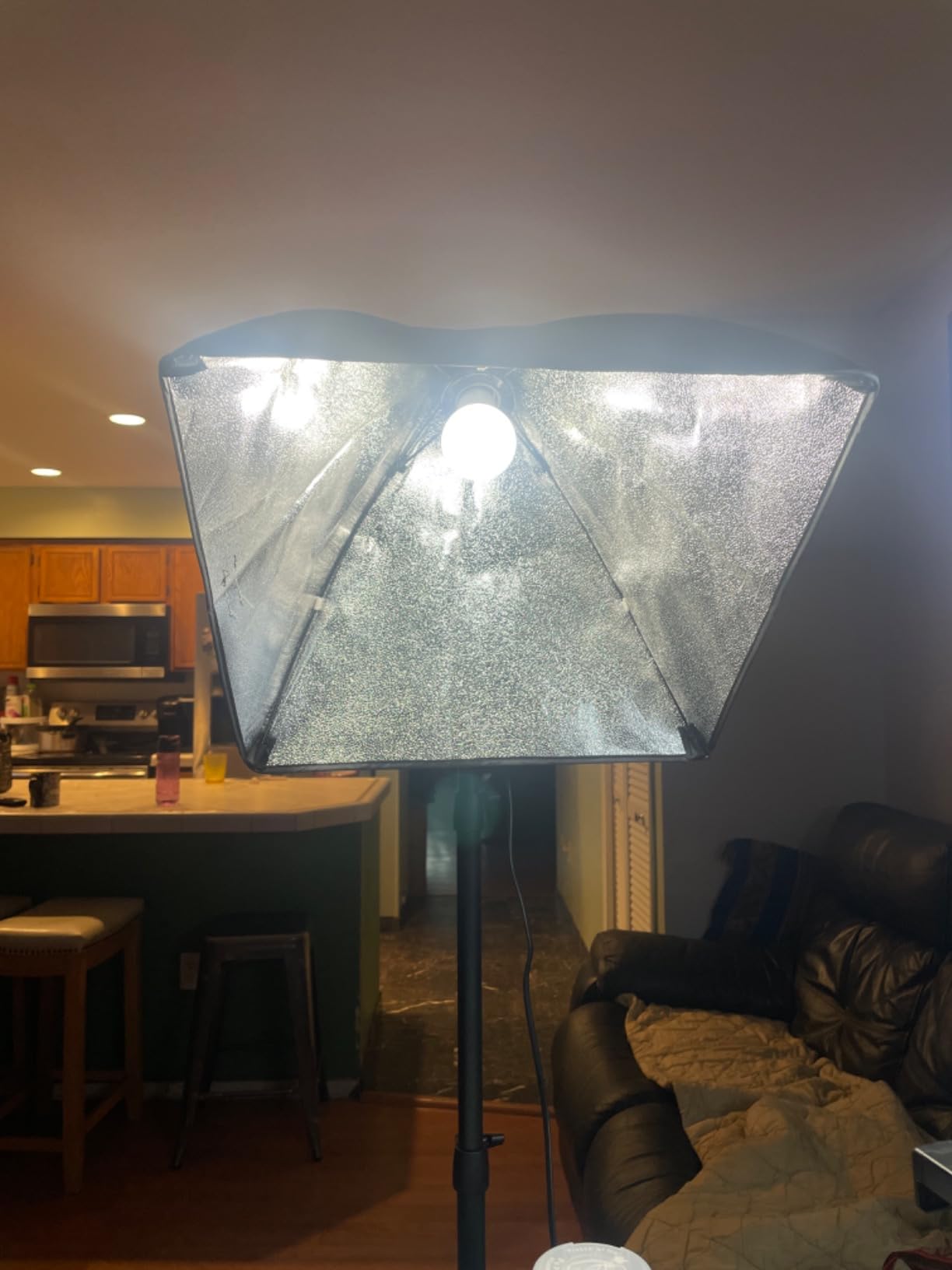 Softbox Lighting Kit, NiceVeedi 2-Pack 16'' x 16'' Softbox Photography Lighting Kit with 63” Tripod Stand & 5400K 450W Equivalent LED Bulb, Continuous Lighting for Photography/Video Record customer photo 2