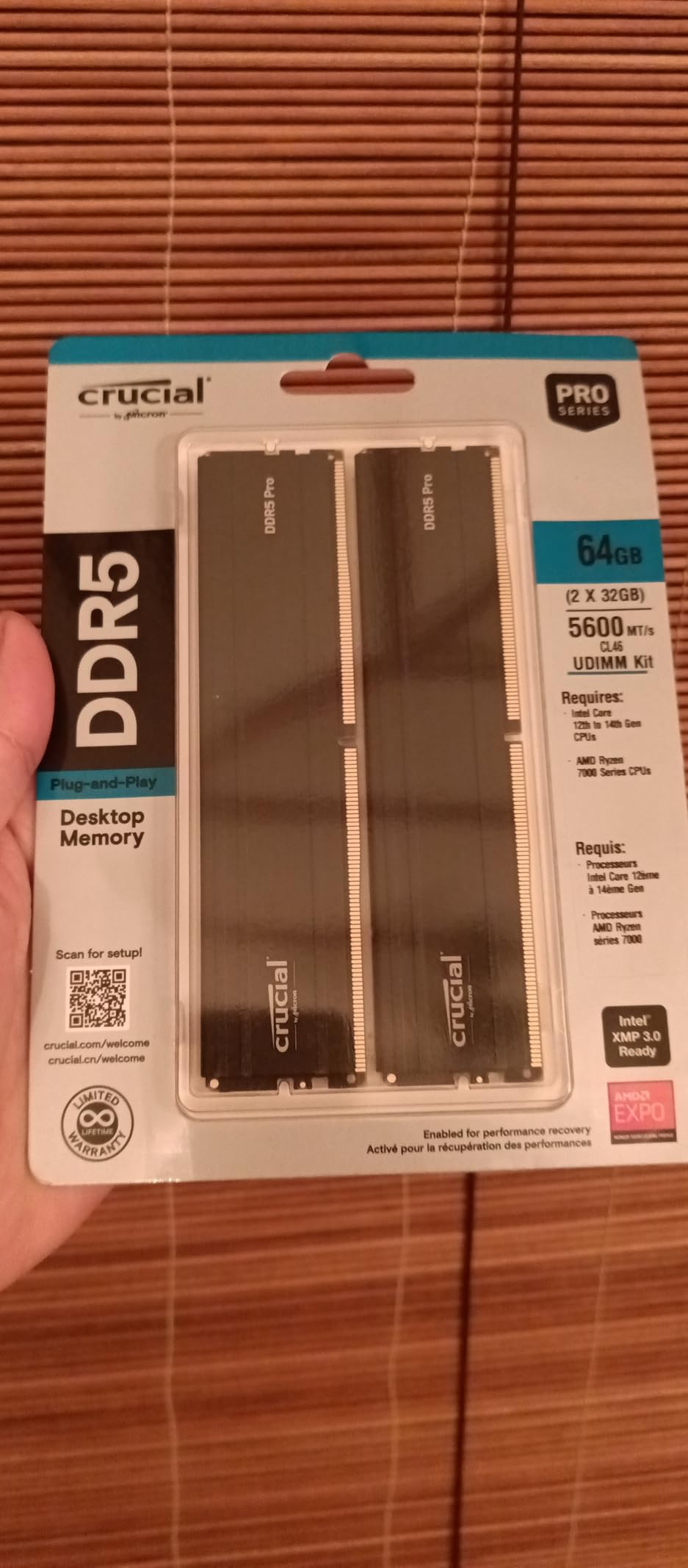 Crucial Pro 64GB DDR5 RAM Kit (2x32GB), 5600MHz (or 5200MHz or 4800MHz) Desktop Memory UDIMM 288-pin, Compatible with 13th Gen Intel Core and AMD Ryzen 7000 - CP2K32G56C46U5 customer photo 2