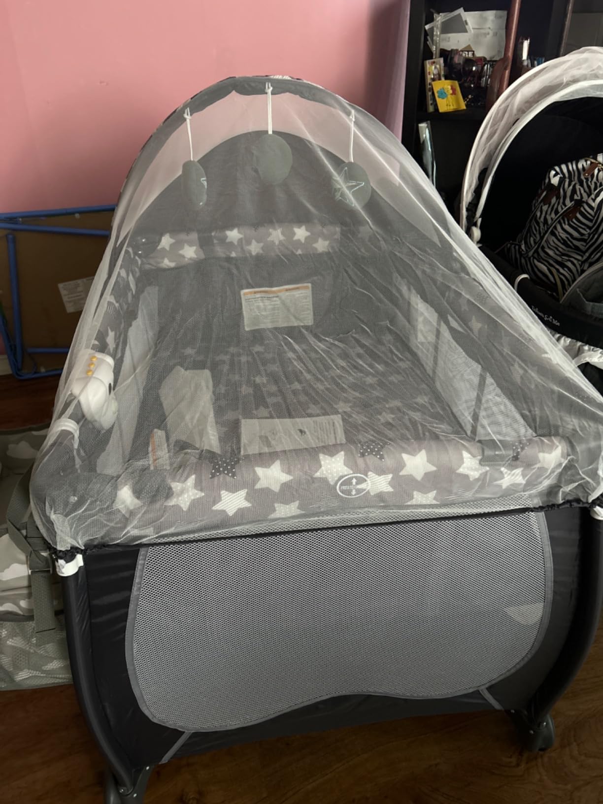 BABY JOY 4 in 1 Pack and Play, Portable Baby Playard with Bassinet, Adjustable Canopy, Changing Table, Lockable Wheels, Music Box, Travel Baby Crib Bassinet from Newborn to Toddler customer photo 2