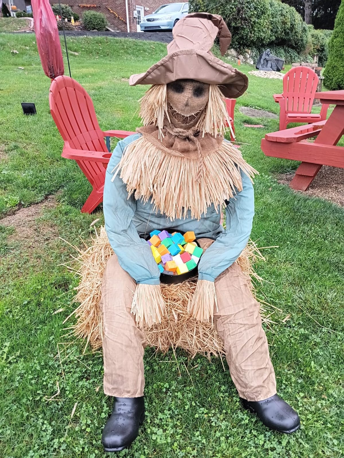 Spirit Halloween 4 Ft 6 In Scary Sitting Scarecrow Animatronic, Multicolor customer photo 2