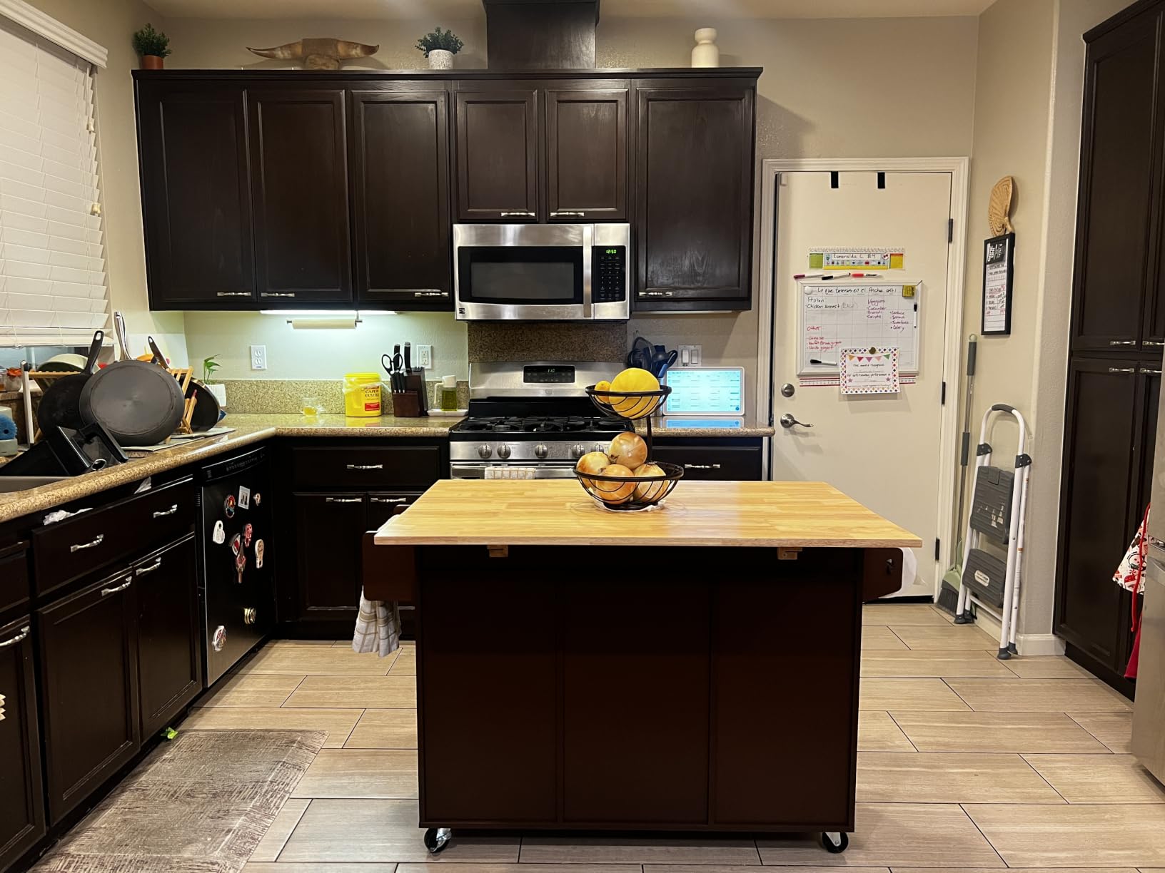 HLR Farmhouse Kitchen Island On Wheels, White customer photo 2