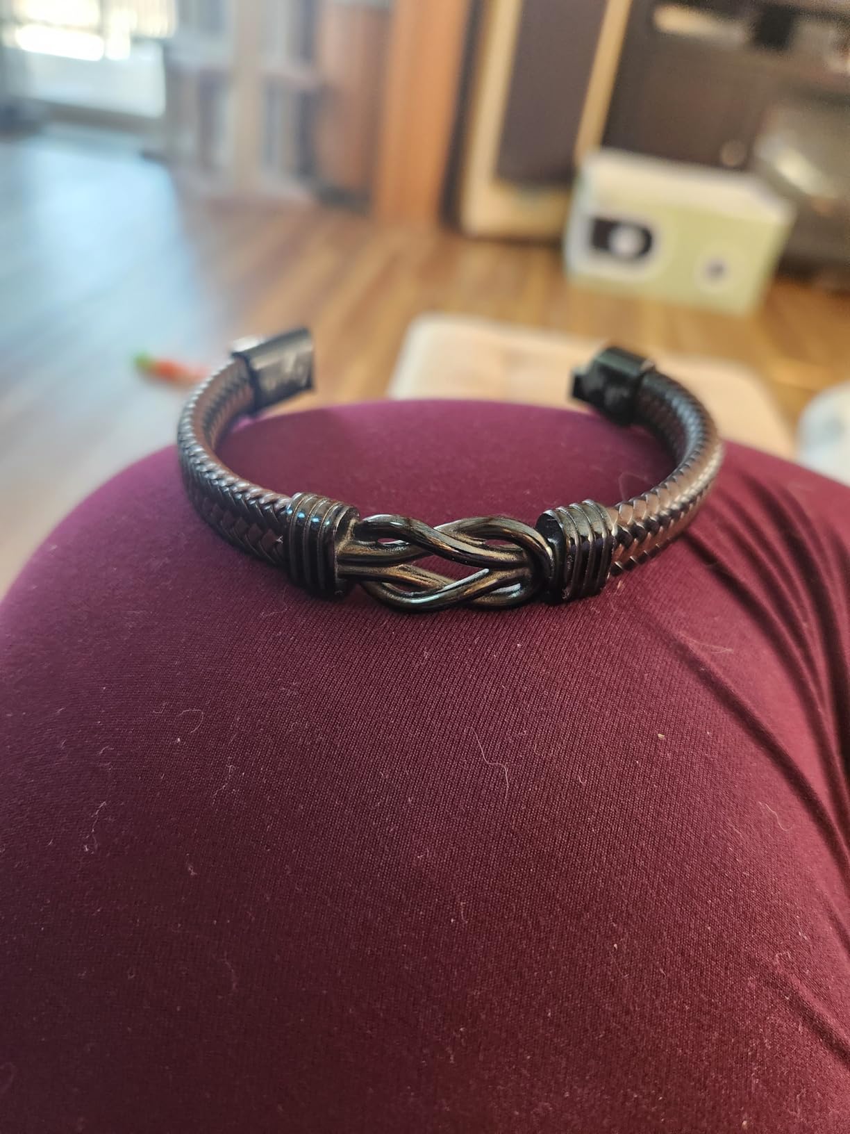 Knot Bracelet Gifts for Men, Leather Stainless Steel Knot Mens Bracelet customer photo 2