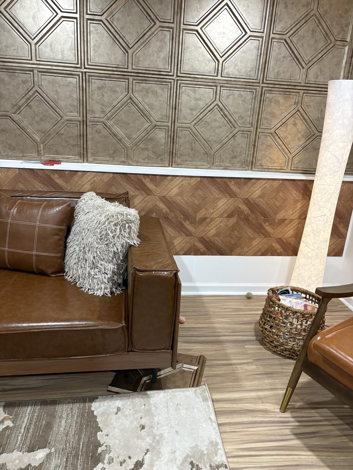 Art3d 30-Pack Peel and Stick Vinyl Floor Planks, 12 x 12 in, Taupe Ash customer photo 1