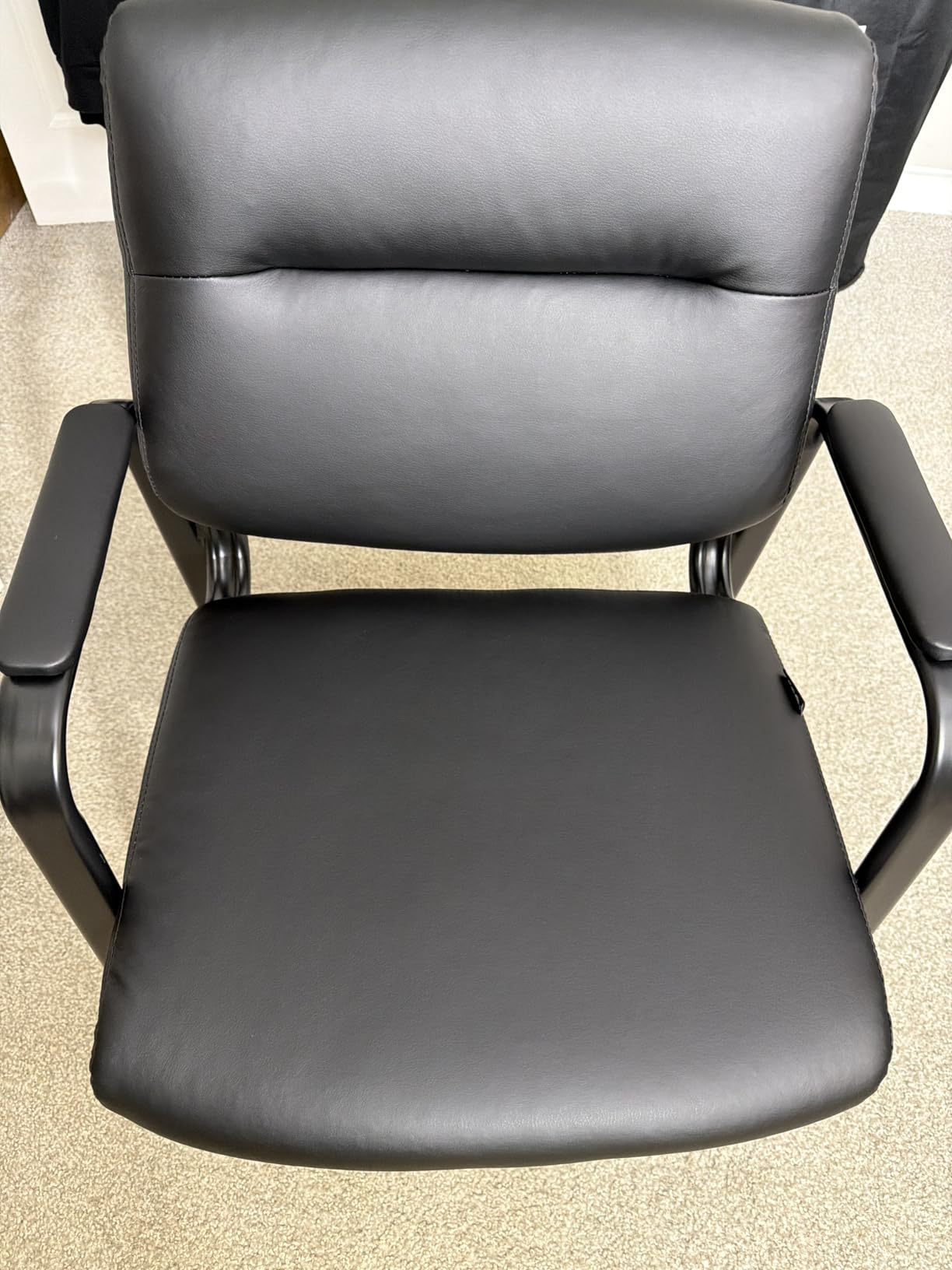 Oline Leather Guest Chair with Padded Arms, Reception Meeting Conference Waiting Room Lobby Home Desk Big and Tall Executive Office Chair, Black (4 Pack) customer photo 2
