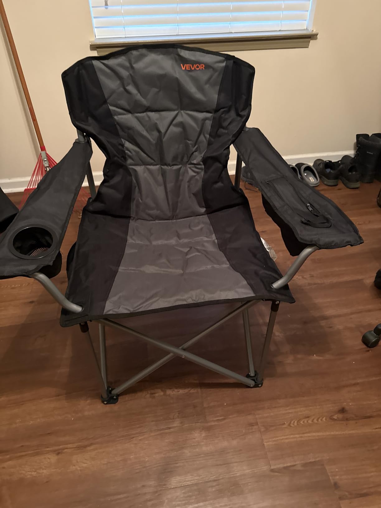 VEVOR Oversized Camping Folding Chair, Portable Heavy Duty Outdoor Quad Lumbar Back Padded with Side Pockets, Cup Holder and Cooler Bag customer photo 1