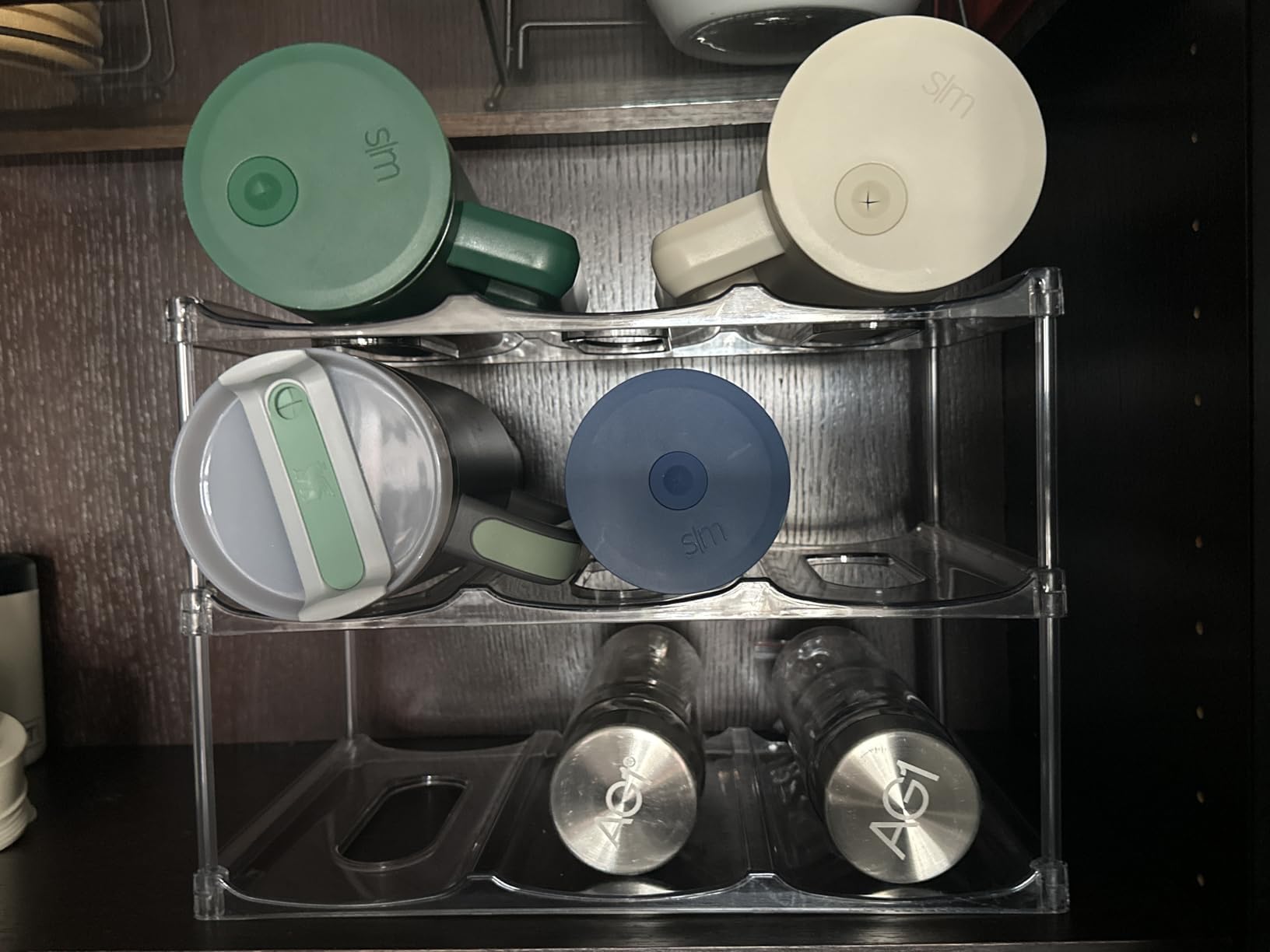 LARGER Compartment - Stackable Water Bottle Organizer Holder - for Stanley & Others' Large Tumbler - Clear Wine Rack, Cup Bottle Holder for Cabinet Home Countertop Fridge Pantry Shelf, 3 Tier Hold 9 customer photo 1