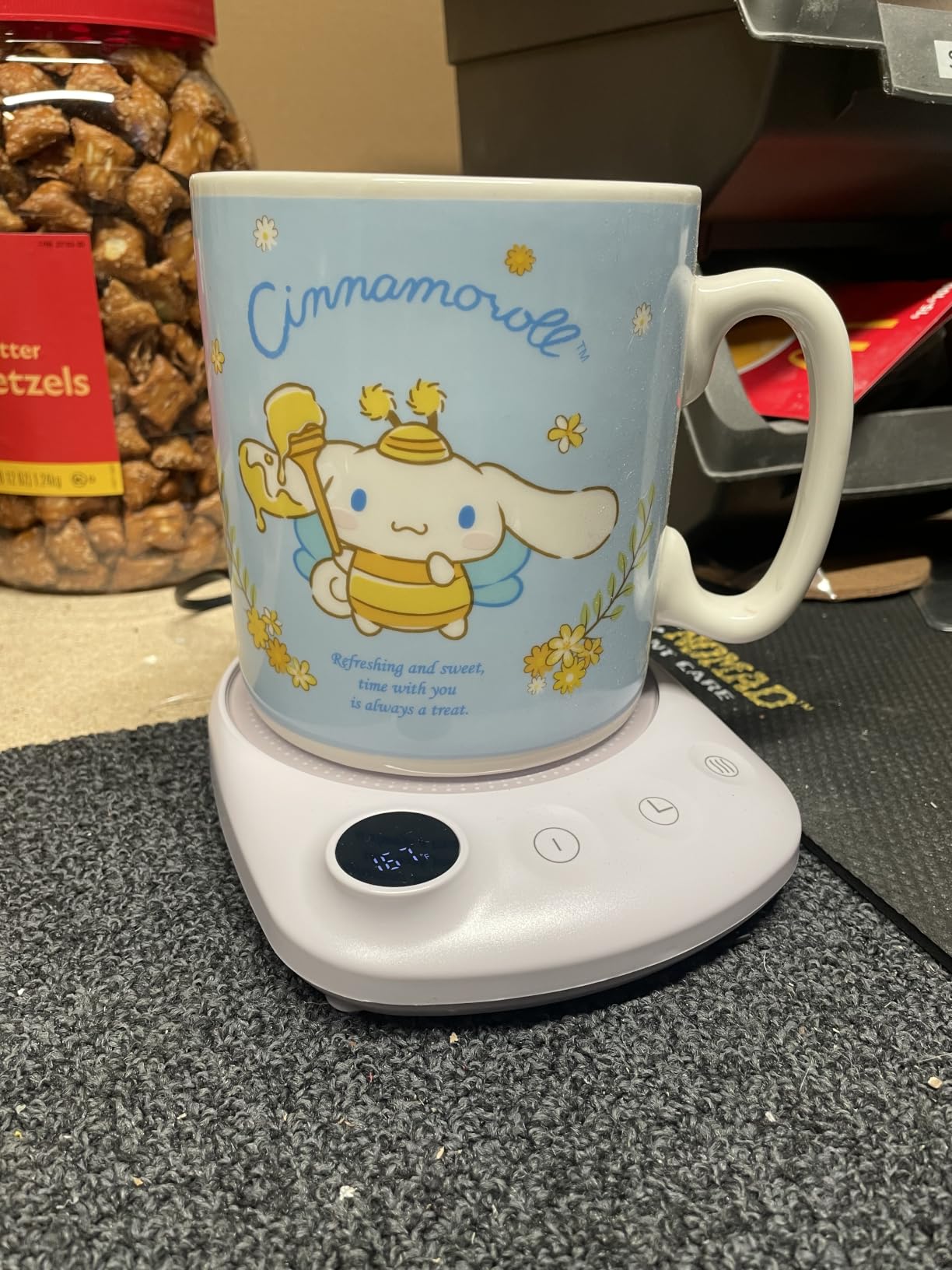 Coffee Mug Warmer-Fastest Heating & Highest Temperature, Coffee Cup Warmer for Desk Auto Shut Off, 4 Temp Settings & 1-12H Timer, Smart Electric Mug & Candle Warmer for Coffee, Tea (Black) customer photo 2