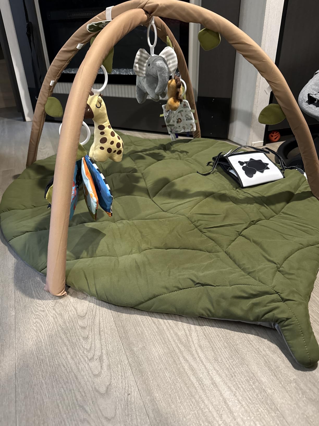 Blissful Diary Baby Play Gym & Activity Mat, Oversize Leaf Shaped Baby Play Mat w 6 Detachable Toys, Tummy Time Mat Promote Motor Skills & Sensory Development Mat, Newborn Infant Baby Essentials Gift customer photo 2