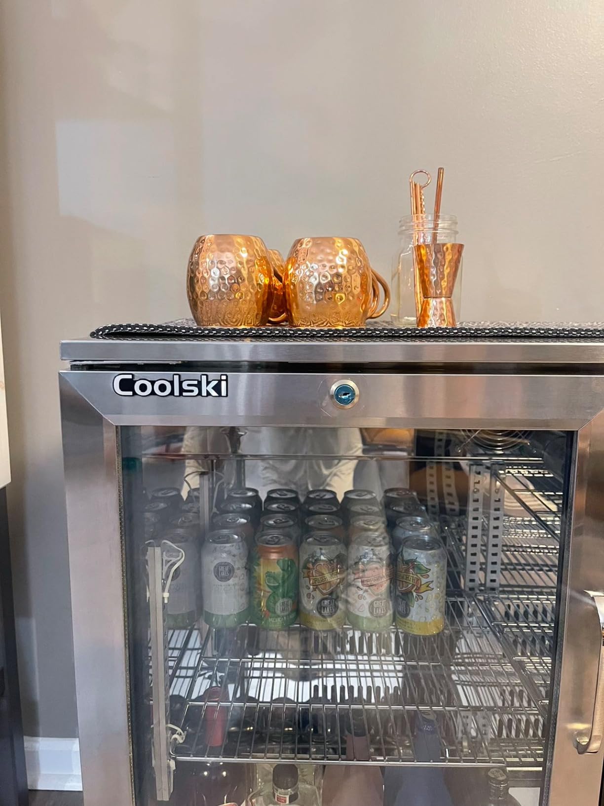 Coolski 36 Inch Back Bar Cooler, Under Counter Beverage Refrigerator with Glass Doors, Commercial Counter Height Display Fridge for Beer Soda, 7.4 Cu.Ft. Capacity/LED Lighting/ETL NSF Approved customer photo 2