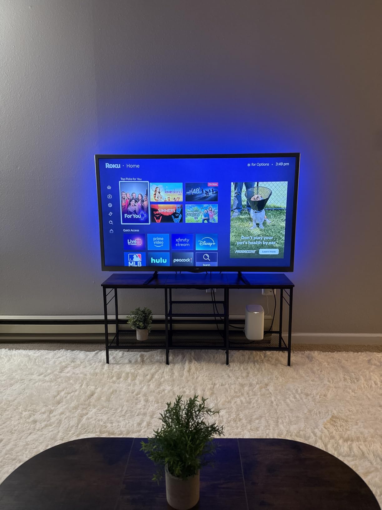 Furologee TV Stand, Entertainment Center with Open Shelves, Rustic Brown customer photo 2