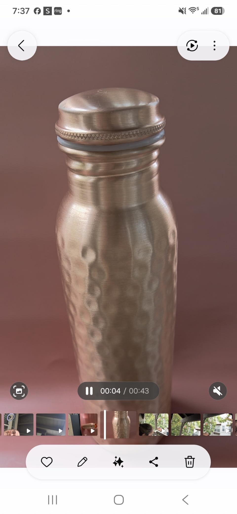 CLEO HOME 100% Pure Copper Water Bottle for Drinking, 34 Oz Hammered Ayurvedic Copper Bottle with Canvas Carry Bag & Brush customer photo 1