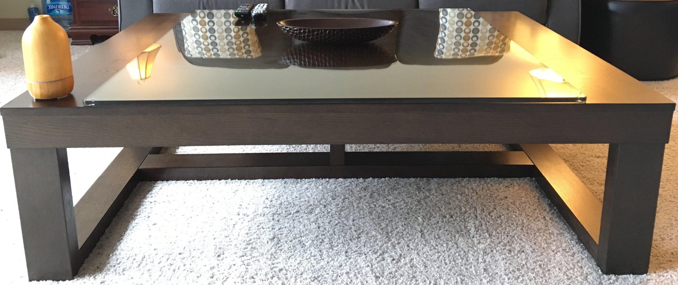 Signature Design by Ashley Coffee Table, Rectangular Marble, Living Room | Genuine natural marble top with oak veneer and MDF substrate trestle base, Oversized for large sectionals, Loyaska Series customer photo 2