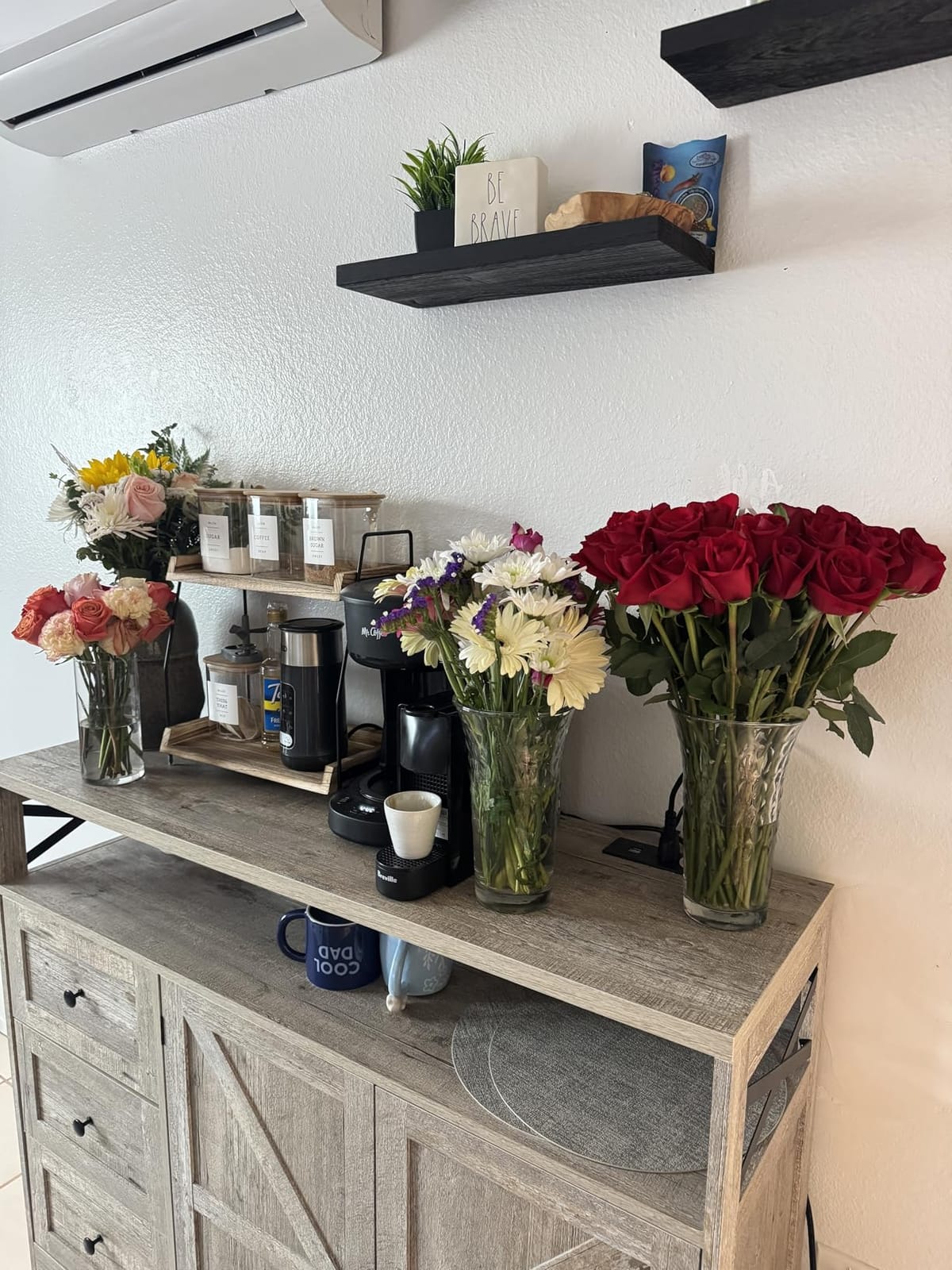 ANBOXIT Countertop Coffee Station Organizer, 2 Tier Wooden Shelf customer photo 2