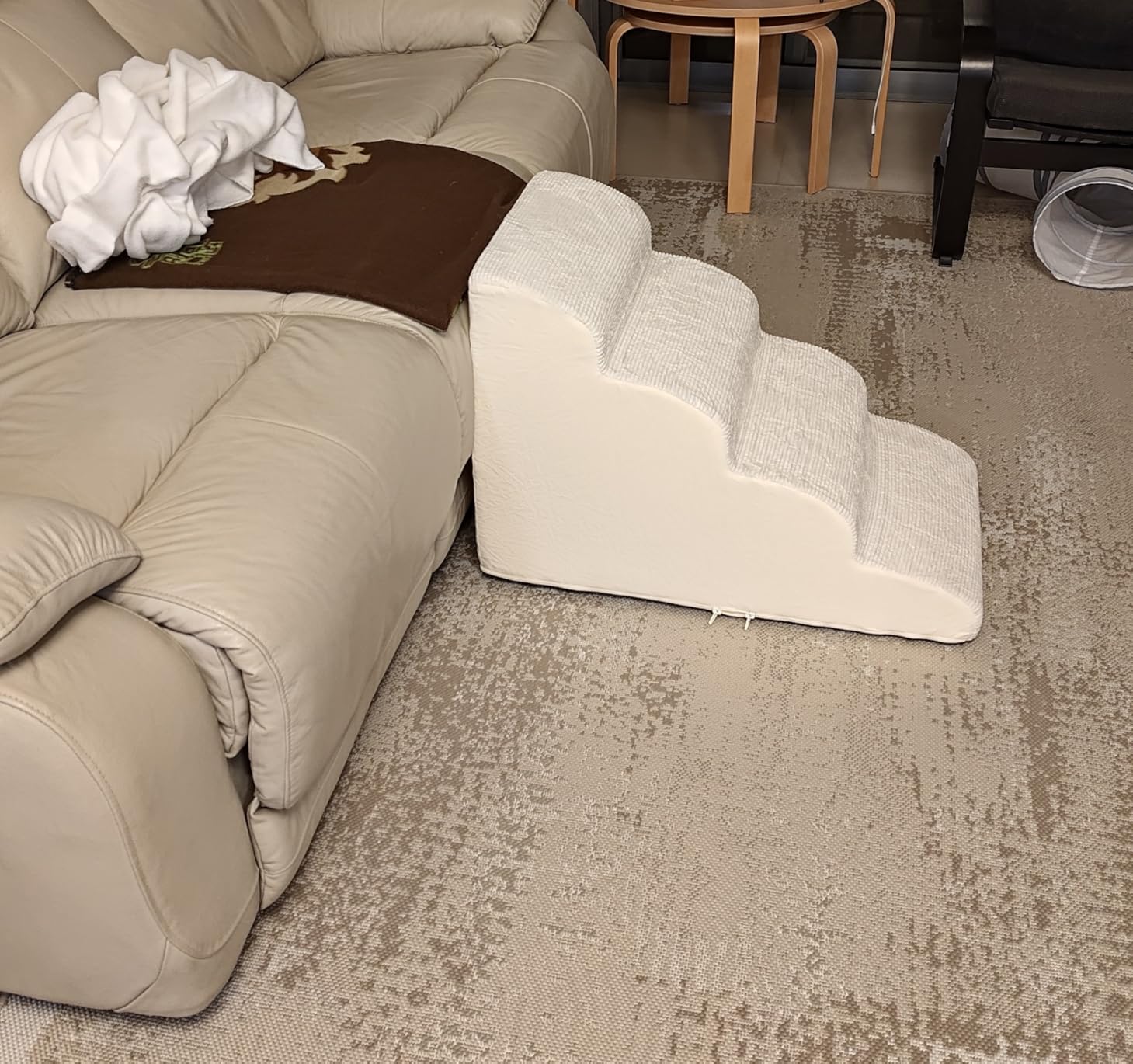 Lesure Dog Stairs for Small Dogs, Beige, 3 Step Pet Ramp for Bed and Couch customer photo 2