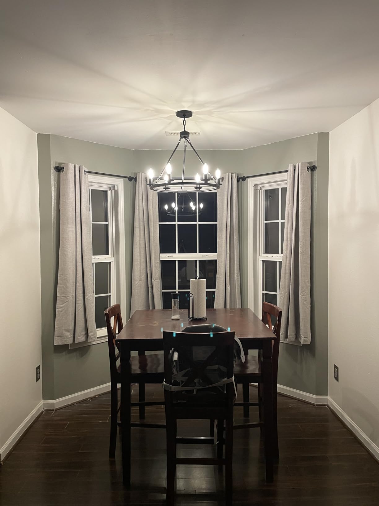 Black Farmhouse Chandelier, 6-Light Wagon Wheel Pendant Light customer photo 1