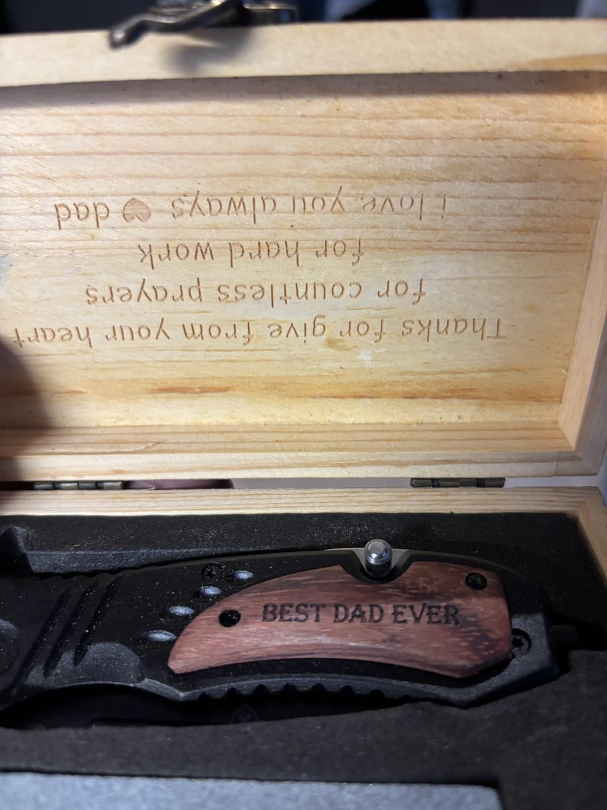 Titorld Gifts for Men Dad Him Fathers Day, Anniversary Birthday Gifts ideas for Boyfriend Husband, Engraved Pocket Knife, Wooden Handle Folding Knife with Wood Box 7.8 Inch customer photo 1