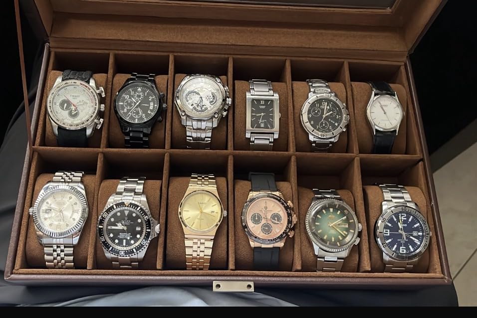 ProCase Watch Box Organizer, 12 Slot Watch Display Case, Brown | Watches Storage Boxes Holder for Men Women, Large Glass Lid, Removable Pillows, Anniversary Christmas Birthday Gifts customer photo 2