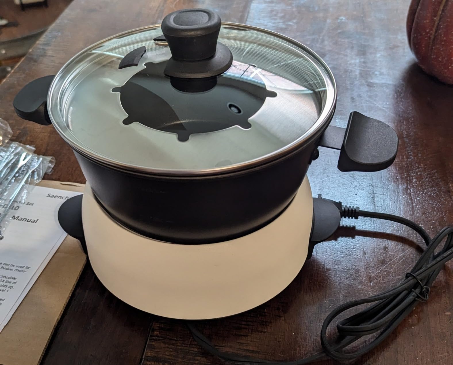 Electric Fondue Pot Set for Cheese & Chocolate - 6-Cup Stainless Steel Fondue Pot with 8 Coded Forks - 3 Mode Fondue Set Adjustable Temperature Control for Cheese, Oil and Hotpot, FD-10 customer photo 1