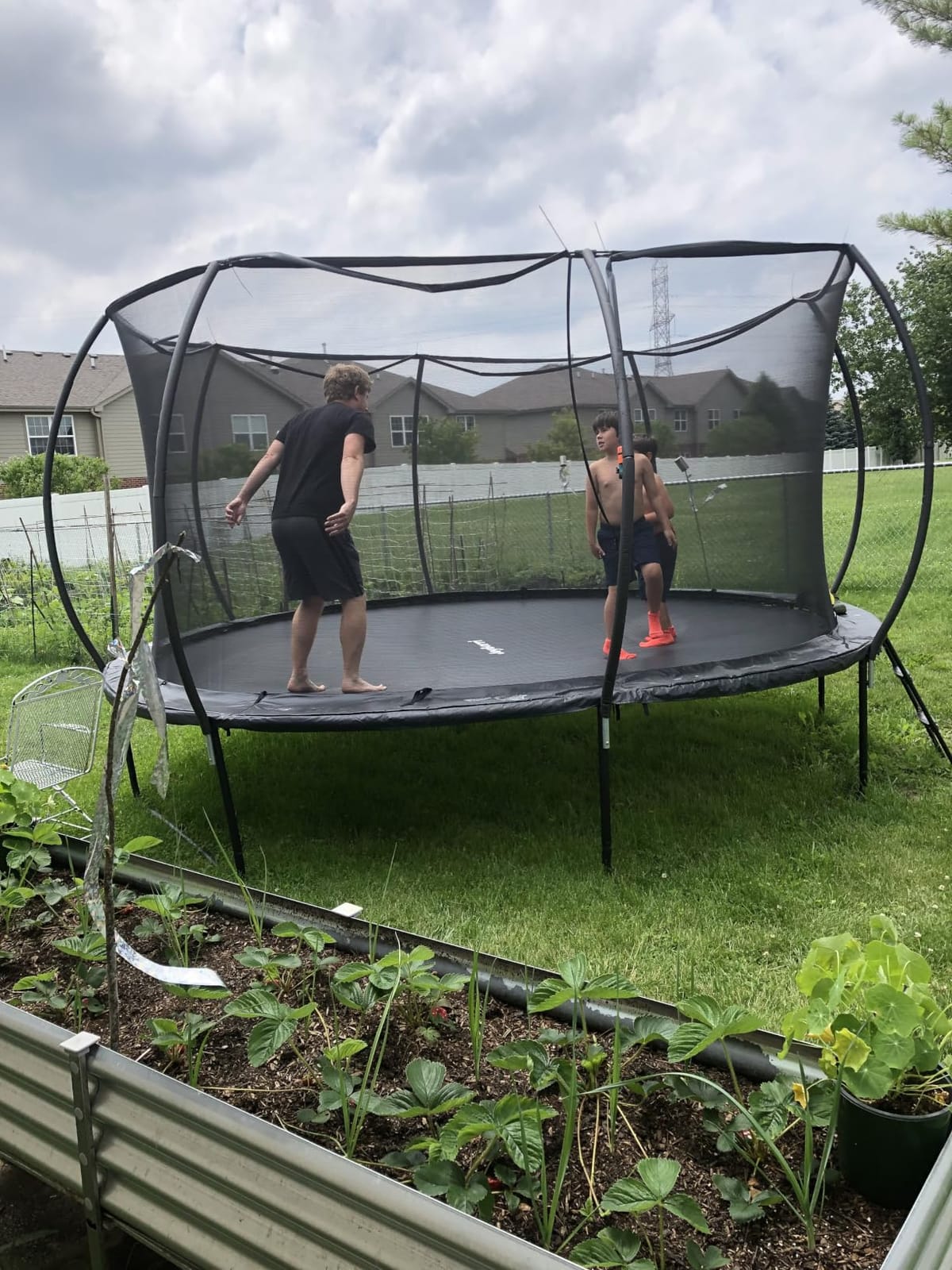 JoyBerri Outdoor Trampoline – with LED Lights, Net, Ladder, ASTM Certified customer photo 2