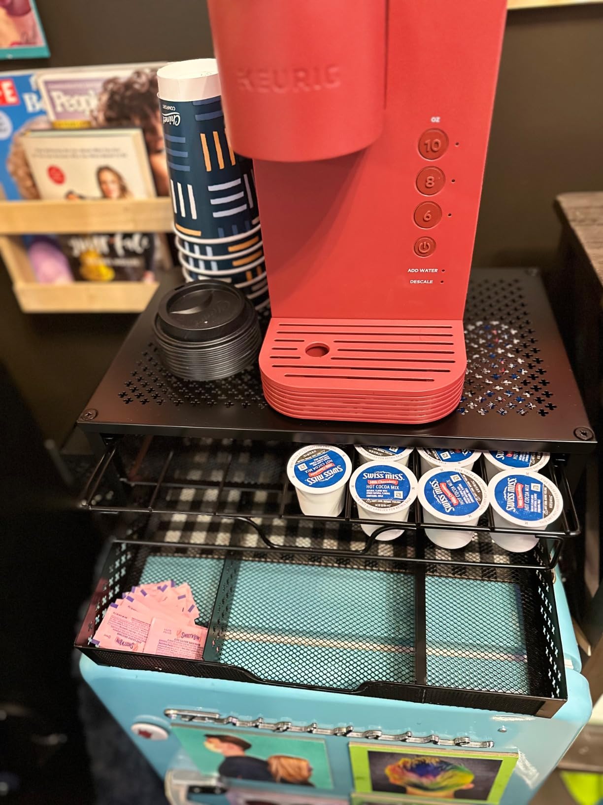 Simple Trending Coffee Pod Holder for K Cups, with 2 Tier Slidng Storage Drawer and Coffee Accessories Holder, 63 Large or 80 Small Capsule Organizer, Black customer photo 2