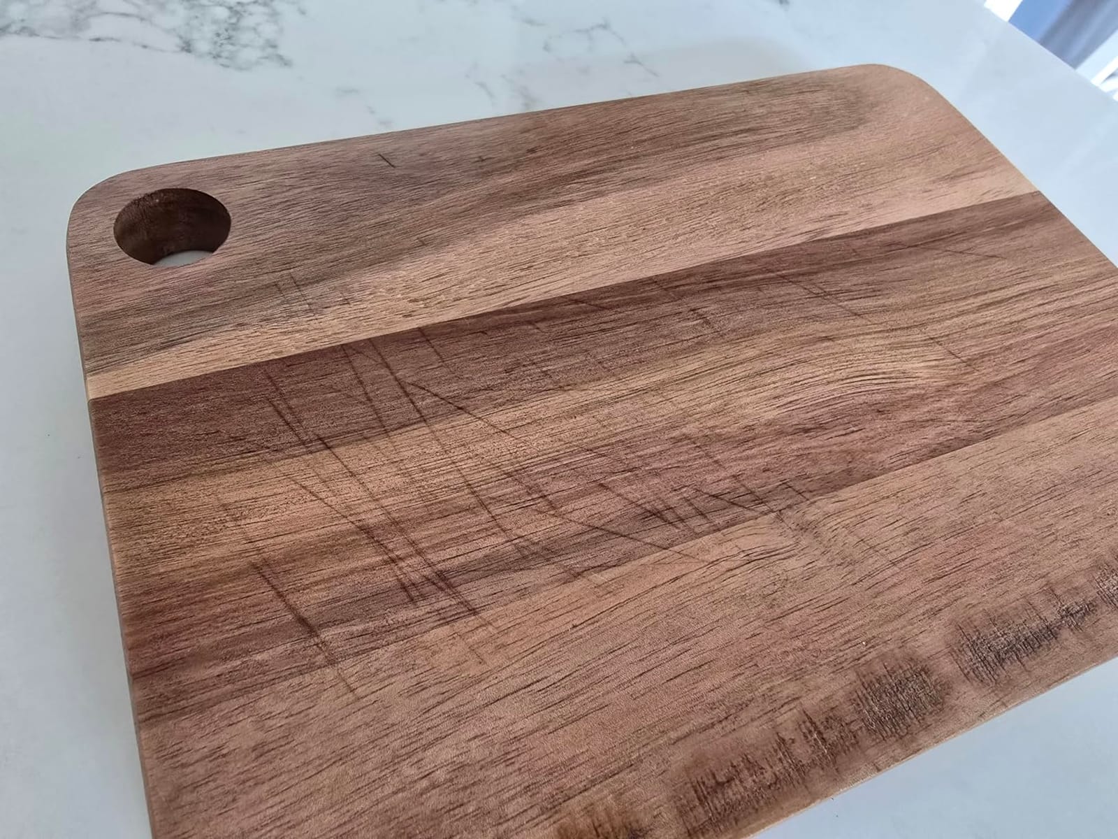 Acacia Wood Cutting Board (10x7x0.8 In.) - Small Mini Wooden Bar Steak and Cheese Chopping Boards for Kitchen with Juice Groove, Tiny Rustic Carving Breadboard for Serving Lime with Handle customer photo 2