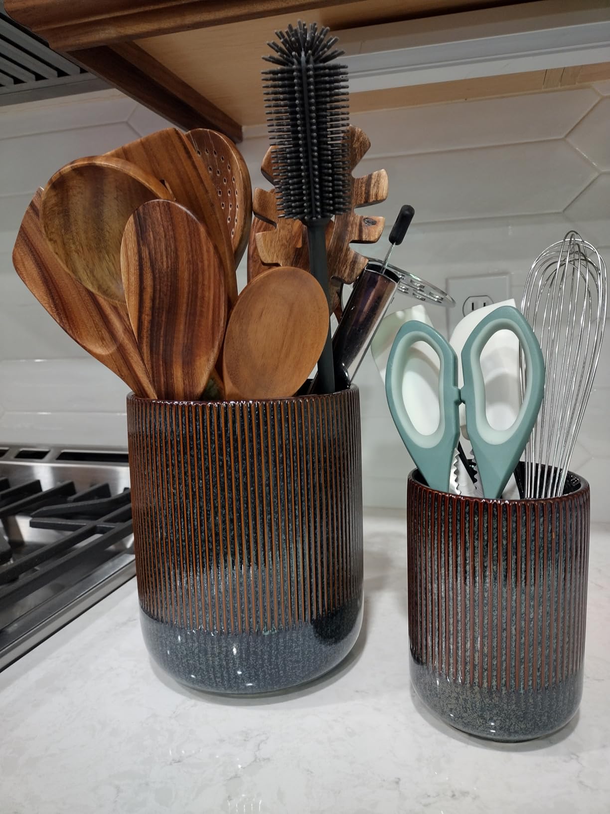 LE TAUCI Utensil Holder for Kitchen Counter, 7.3