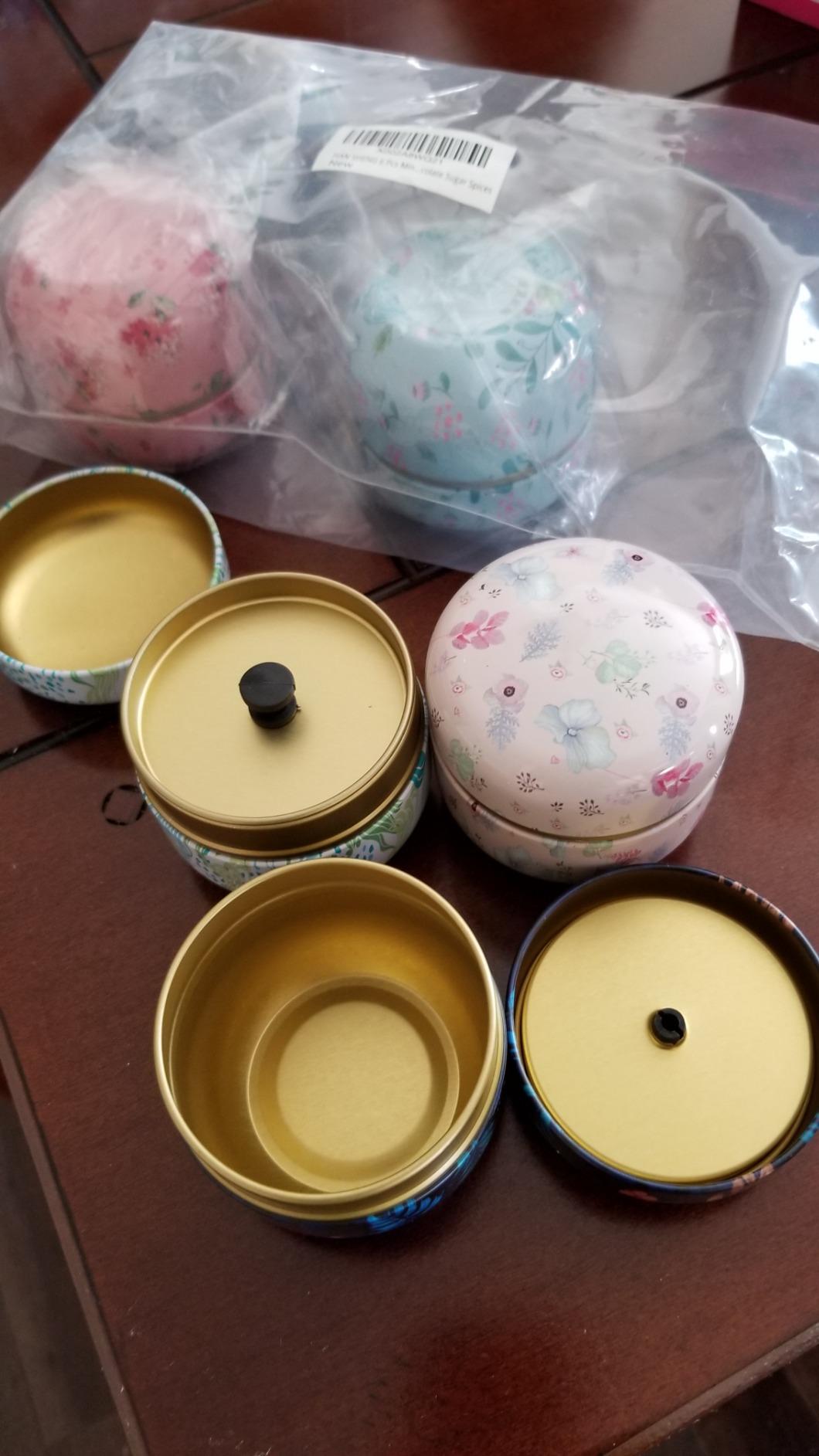 HAN SHENG 6 Pcs Tea Canister with Lids Tea Tins for Loose Tea Storage | Floral Airtight Tea Storage Tin Tea Containers for Loose Tea, Spice Tins, Kitchen Storage Tins Travel Tea Tin, 10 Oz customer photo 2