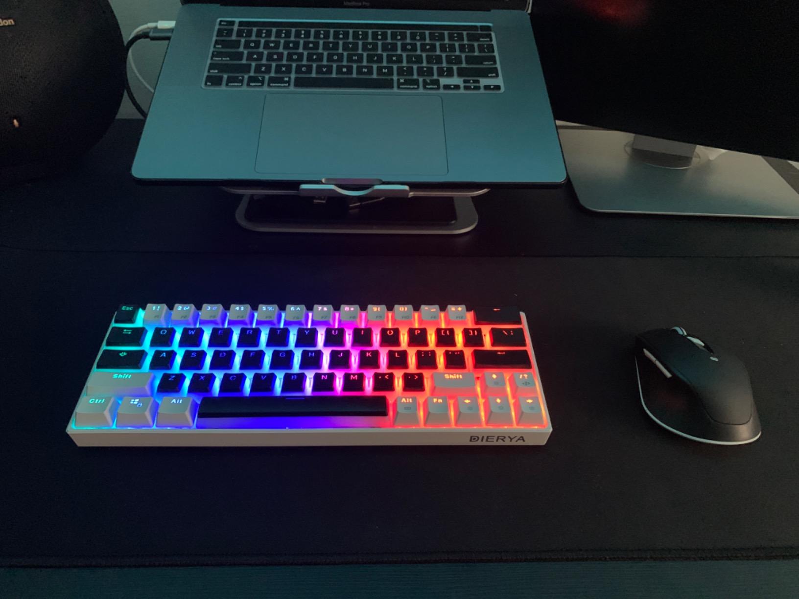 DIERYA DK63 60% Wireless Mechanical Gaming Keyboard | Bluetooth/2.4G/Wired | RGB Backlit Compact 63 Keys Mini Office Keyboard | with Red Switch | for Windows Laptop PC Gamer Typist - White customer photo 2