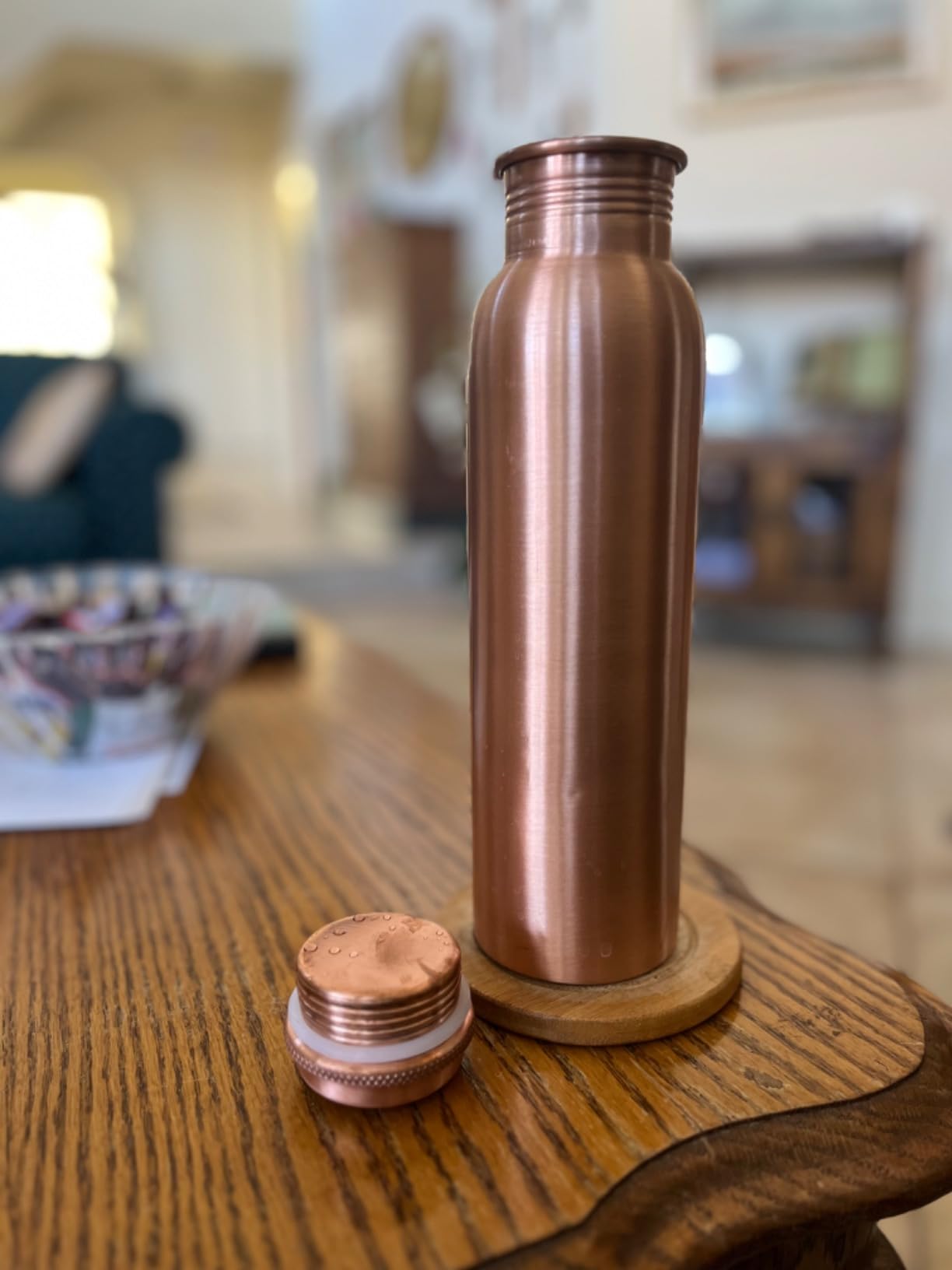 Copper Water Bottle - 32 Oz Pure Copper Water Bottle for Drinking Hammered Finish Design - Leak-Proof, Travel-Friendly, Wide Mouth customer photo 2