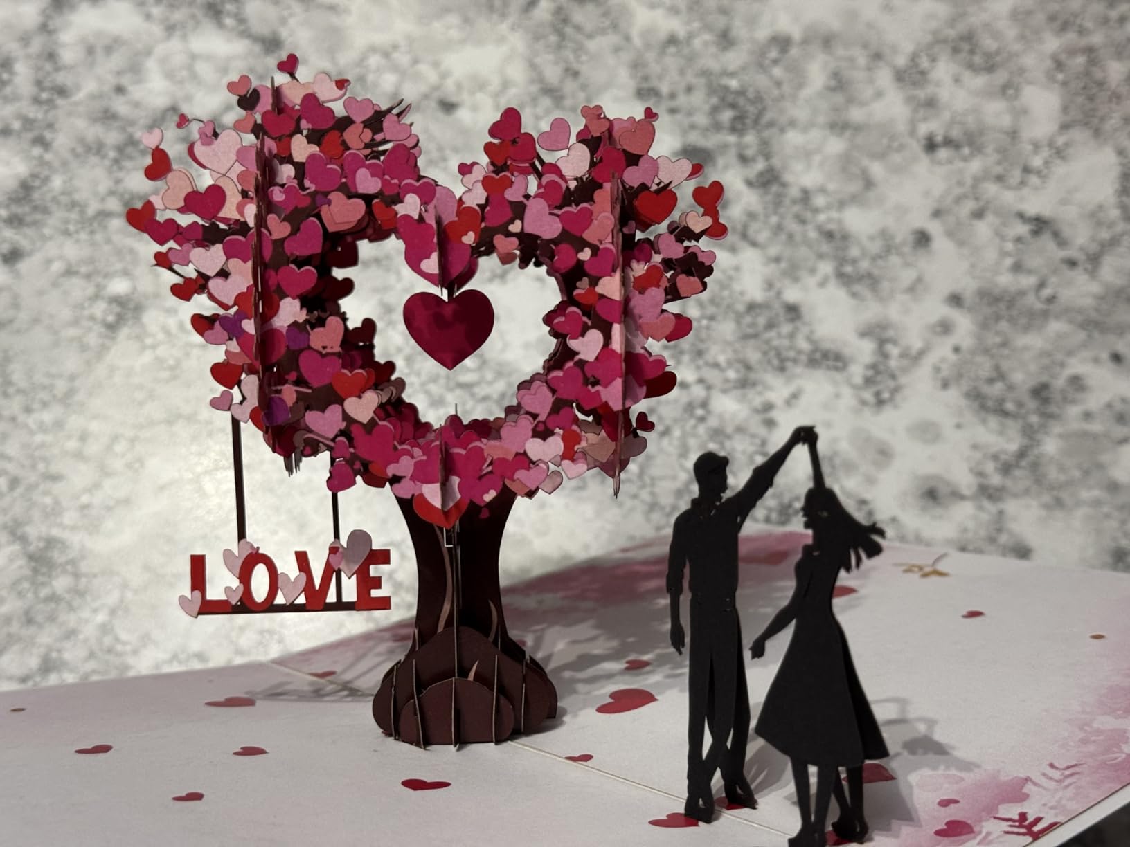 Pop Up Anniversary Card, 3D Love Tree Hearts Couple Dancing Wedding Card customer photo 1