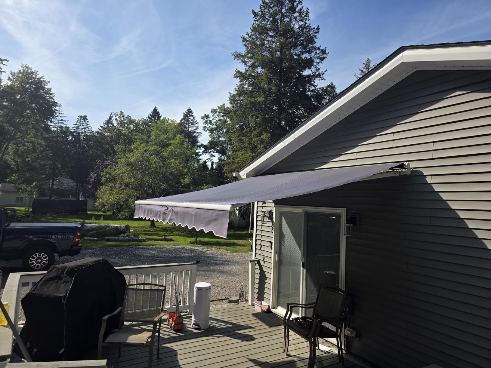 VEIKOU 12' x 10' Awnings for Patio, Retractable Awning with Adjustable Canopy, Aluminum Frame, Manual Patio Awning Sun Shade Shelter for Window, Door, Deck, Garden, Gray customer photo 1
