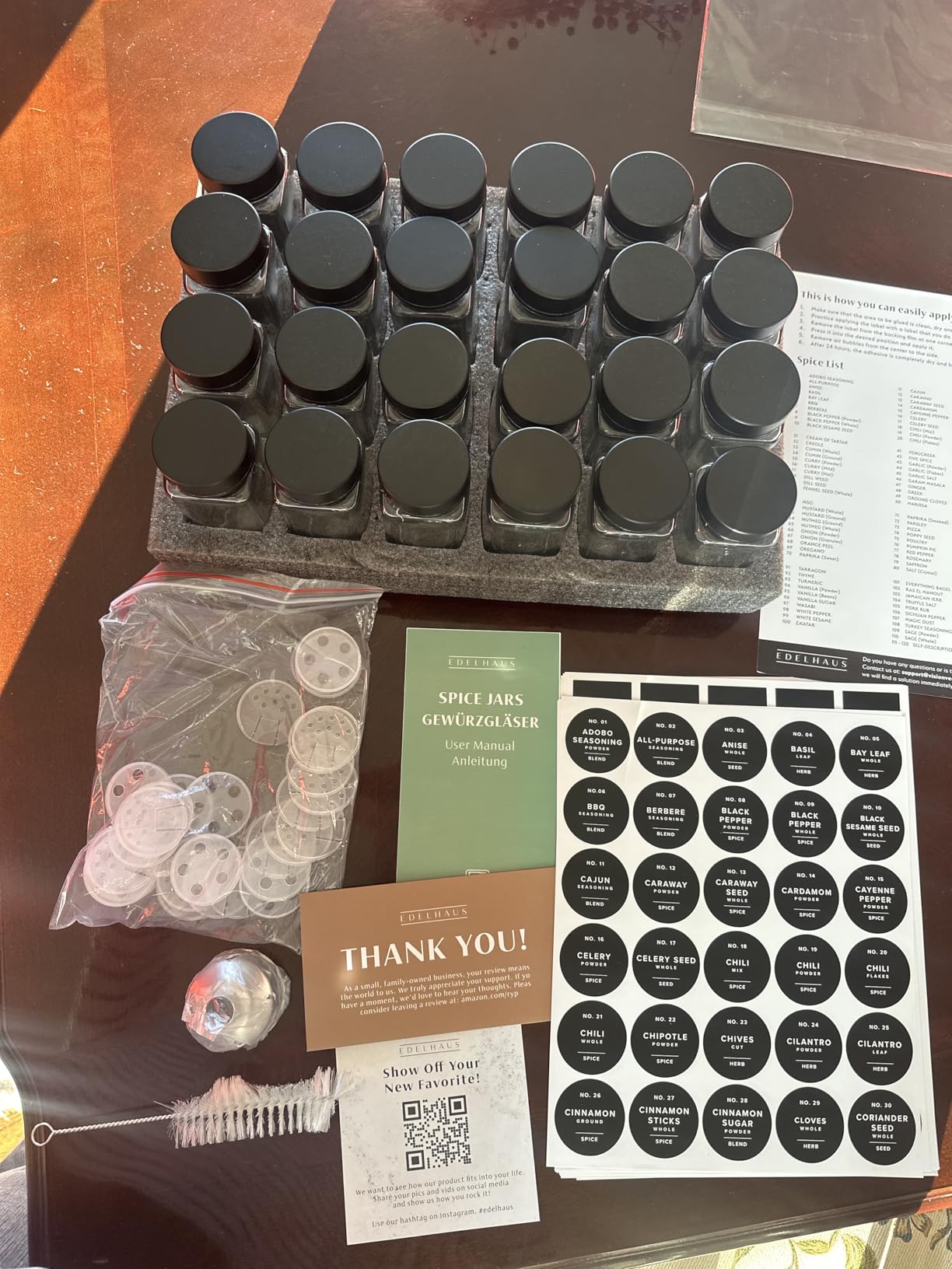 EDELHAUS Glass Spice Jars with Label, Seasoning Set, 24x Black Steel Lids customer photo 2