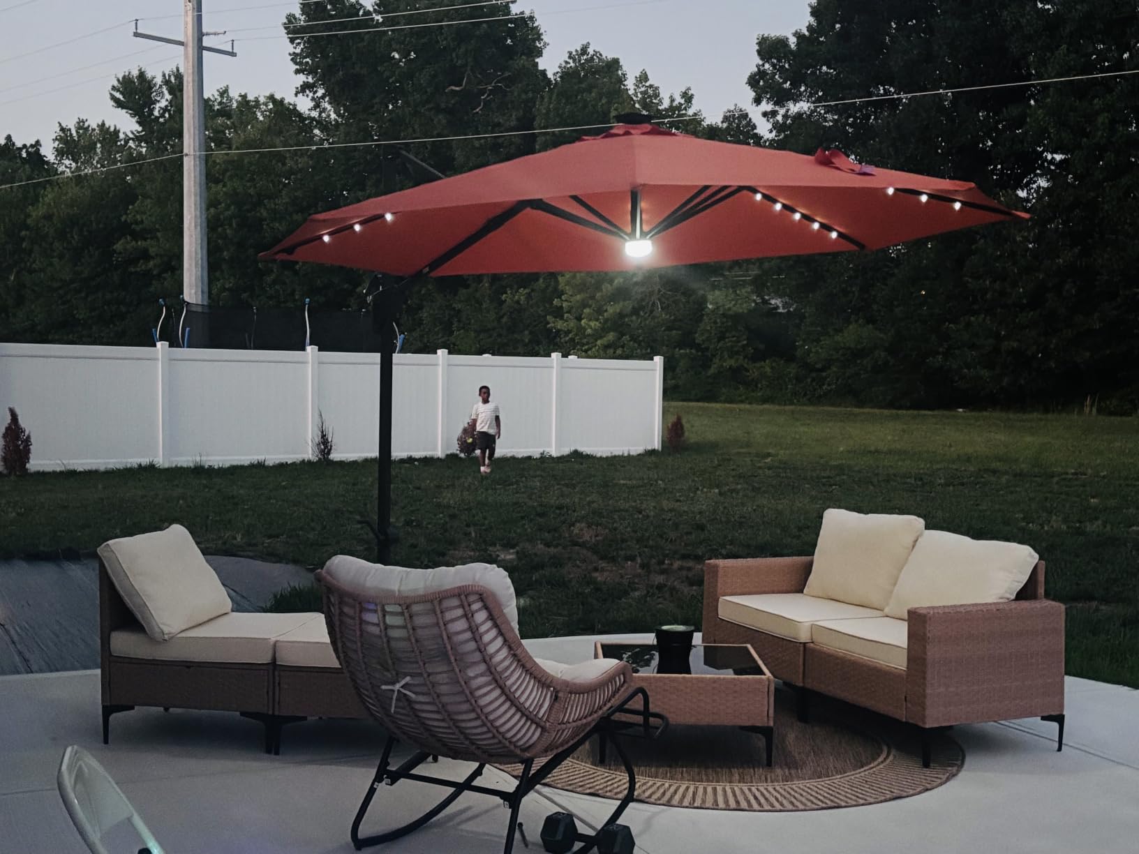 Best Choice Products 10ft Solar LED Cantilever Patio Umbrella, 360-Degree Rotation Hanging Offset Market Outdoor Sun Shade for Backyard, Deck, Poolside w/Lights, Easy Tilt, Cross Base - Seaglass customer photo 1