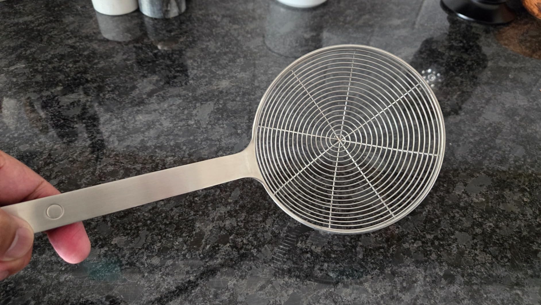 Made In Cookware - Stainless Steel Spider Strainer - Skimmer Ladle for Cooking and Frying - Harbour Blue POM Handle - Kitchen Essentials - Dishwasher Safe customer photo 1