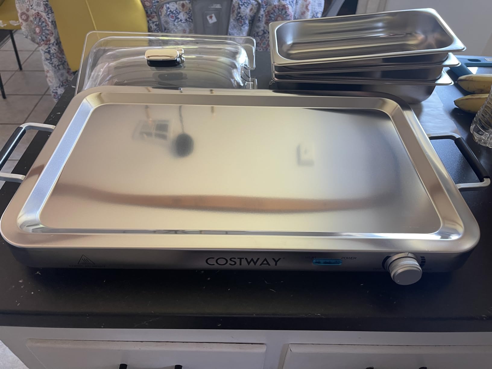Giantex Buffet Server & Electric Food Warmer, 2-in-1 Food Warming Tray, Adjustable Temperature, 3 Food Pans with Lids, Dishwasher Safe, 8 QT Stainless Steel Chafing Dishes for Parties Holiday Events customer photo 1