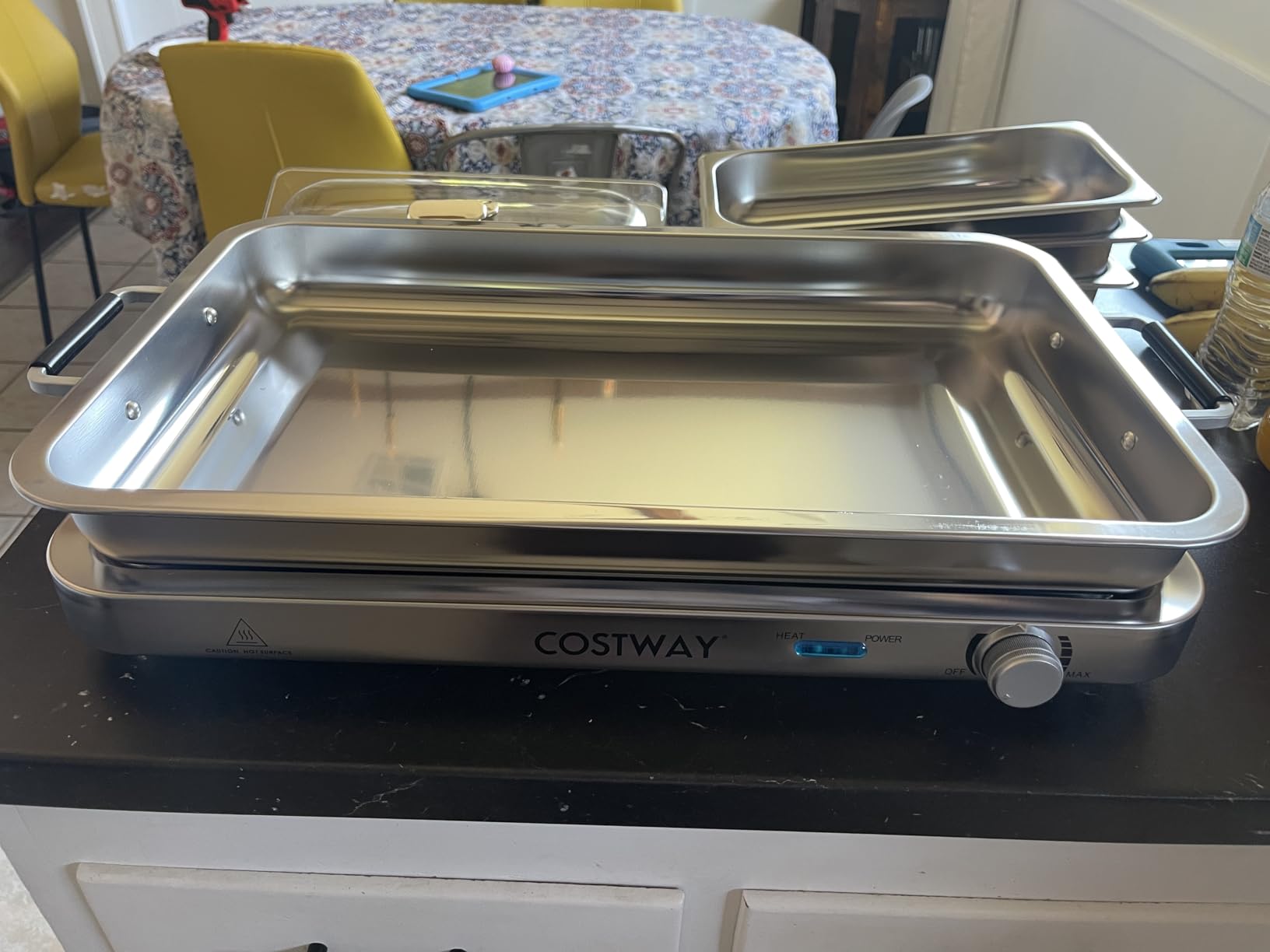 Giantex Buffet Server & Electric Food Warmer, 2-in-1 Food Warming Tray, Adjustable Temperature, 3 Food Pans with Lids, Dishwasher Safe, 8 QT Stainless Steel Chafing Dishes for Parties Holiday Events customer photo 2