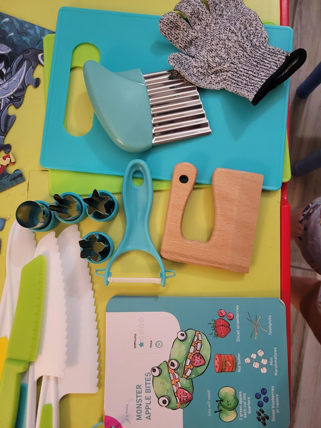 Toddler Safe Knife Set with Recipe Book - Includes Peeler, Cutting Board, and Chopper - Real Kitchen Tools for Kids Ages 4-12 customer photo 2