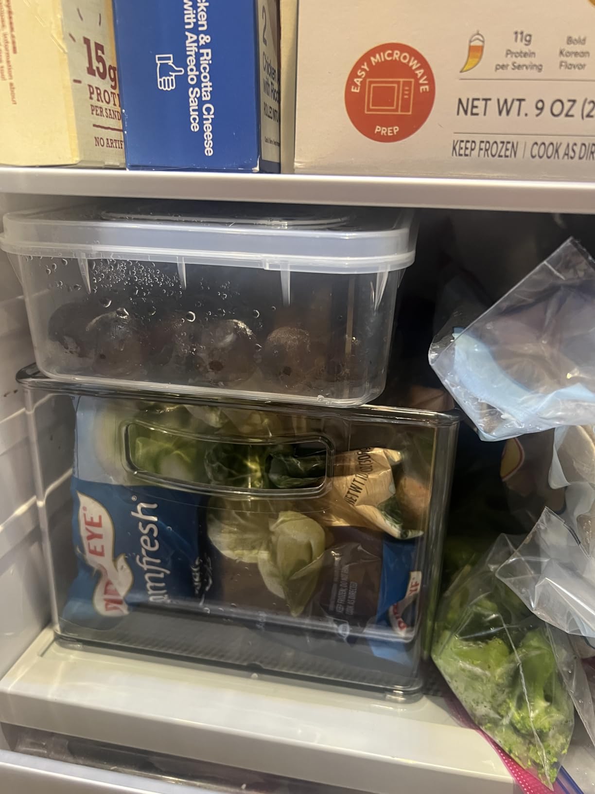 Heyuzb 8 PACK Freezer Organizer Bins Fridge Organizers and Storage Stackable Refrigerator Organizers Bins with Side Handles Clear Storage Bins for Pantry, Under Sink, Kitchen Cabinet customer photo 1