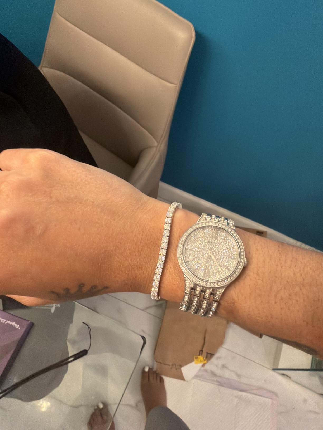 Moissanite Tennis Bracelet 1.79ct-8.69ct Adjustable Bracelet for Women 18K White Gold Plated S925 Sterling Silver Tennis Bracelet D Color VVS1 Round Cut 2/3/4mm Moissanite Bracelet Gifts for Wife/Mom customer photo 1