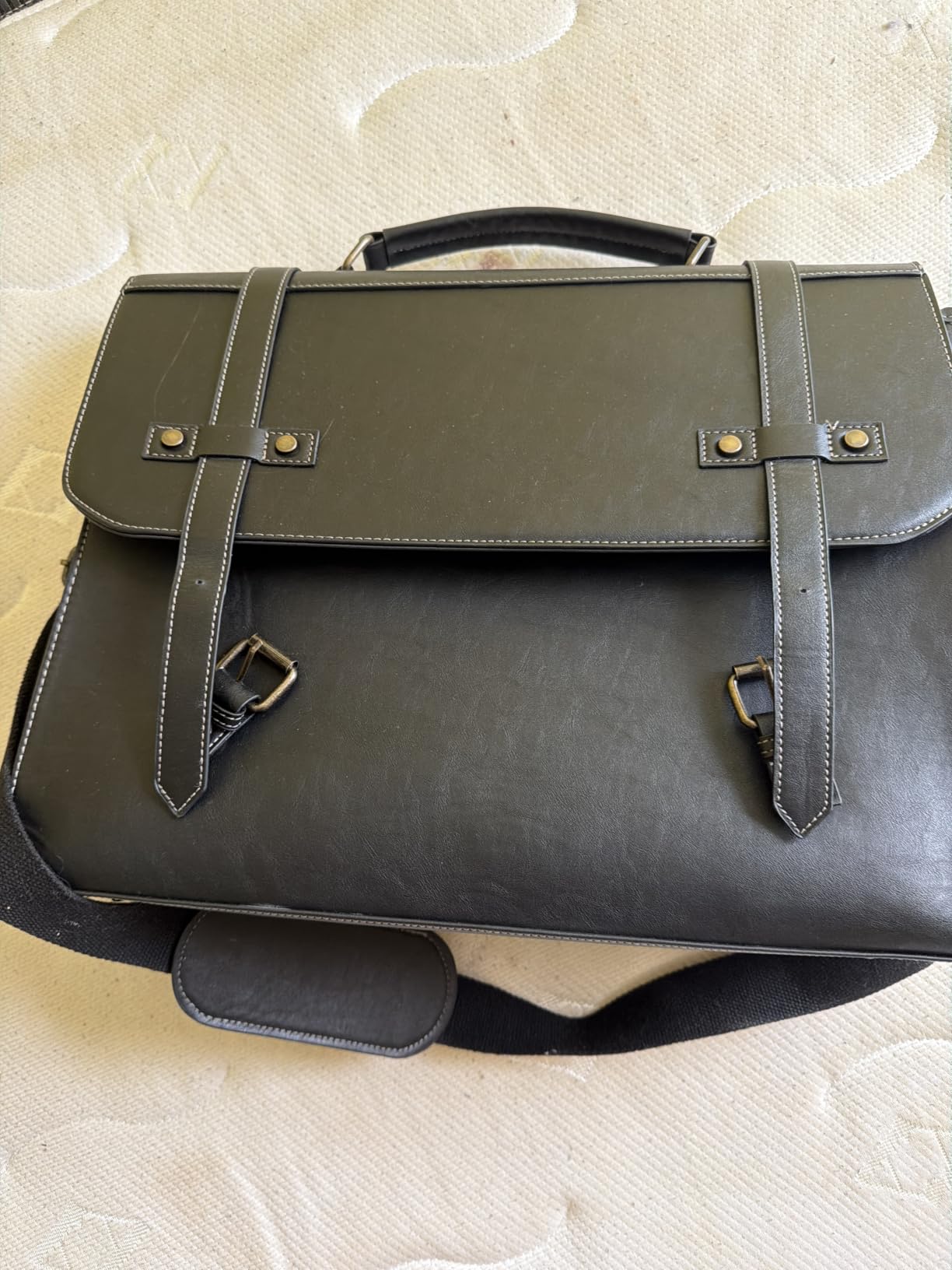 RAINSMORE Mens Messenger Bag 17 Inch Waterproof Vintage Leather Laptop Bag customer photo 2