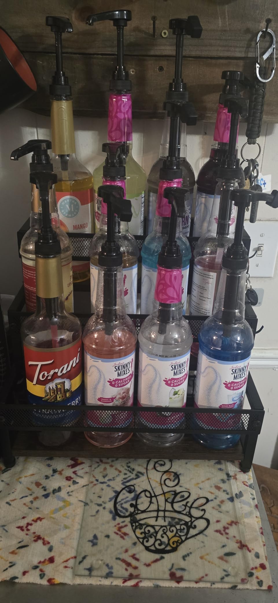 LOTEYIKE 3 Tier Coffee Syrup Rack Organizer 12 Water Bottles Holder Stand customer photo 2