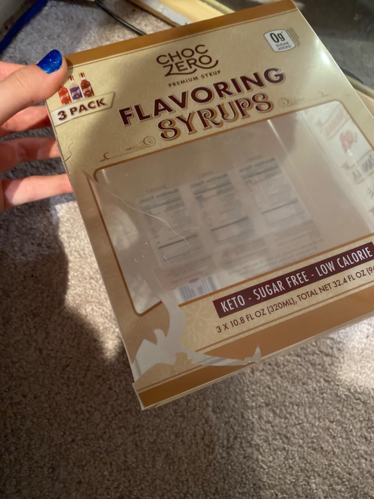ChocZero Sugar Free Coffee Syrup Variety Pack, Vanilla, Caramel & Hazelnut | Low Calorie, No Sugar Alcohols, Keto, Low Carb, High Fiber, 3 x 10.8 fl oz Bottles customer photo 1
