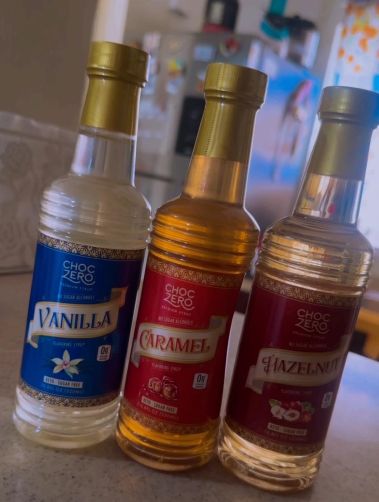 ChocZero Sugar Free Coffee Syrup Variety Pack, Vanilla, Caramel & Hazelnut | Low Calorie, No Sugar Alcohols, Keto, Low Carb, High Fiber, 3 x 10.8 fl oz Bottles customer photo 2