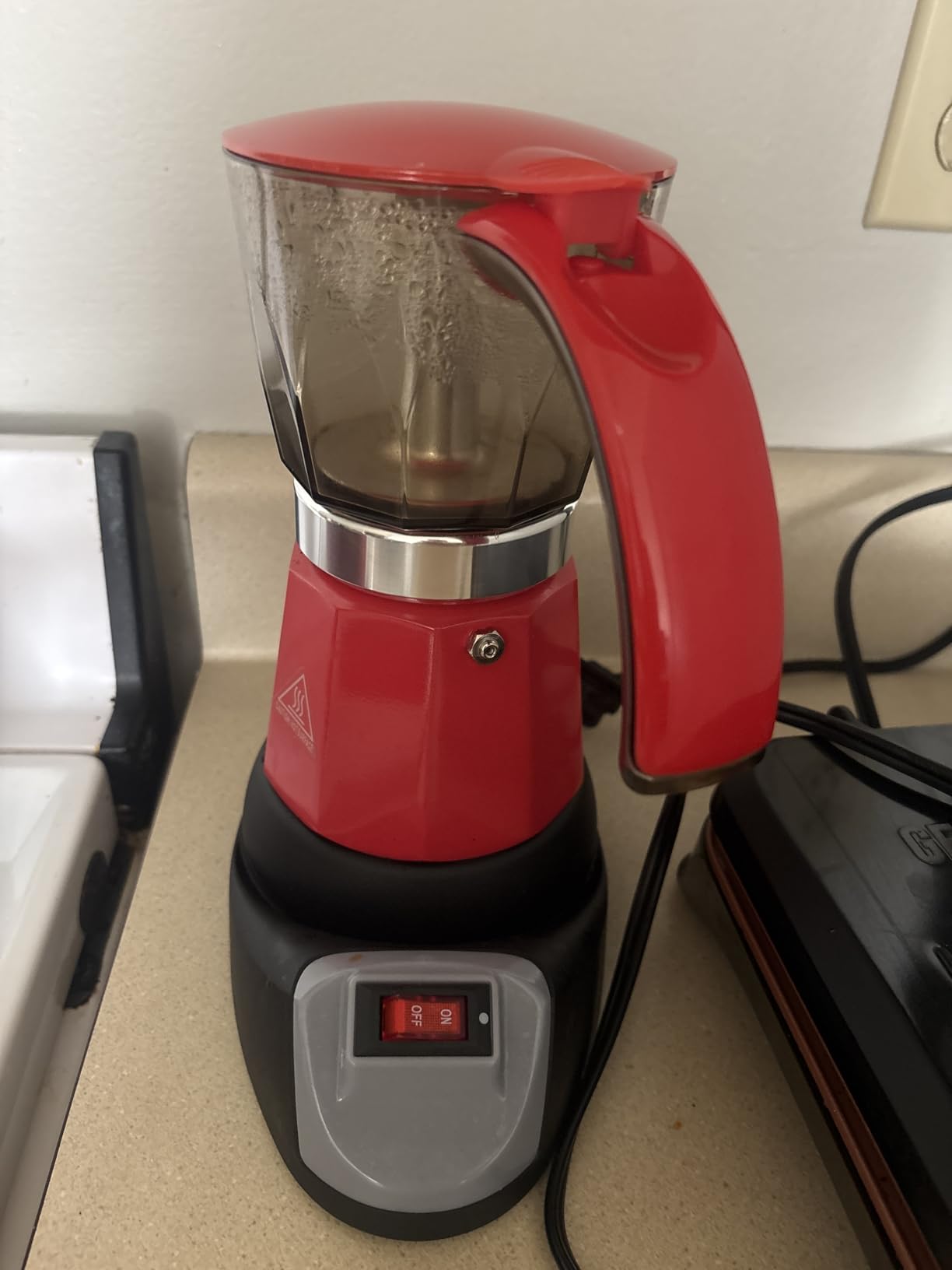 Electric Espresso Coffee Maker, Transparent Moka Pot, Red, 6 Cup customer photo 1