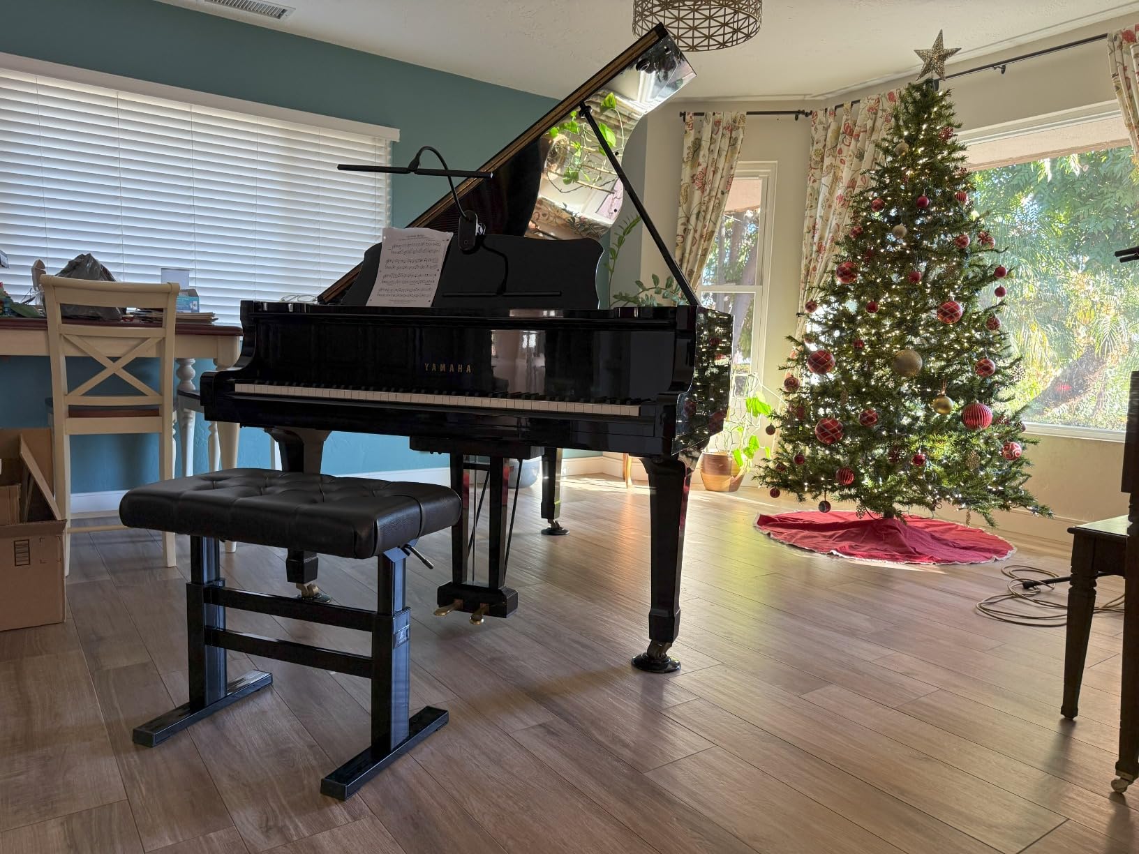 lumizone Hydraulic Lifting Piano Bench Height Adjustable Tufted customer photo 2