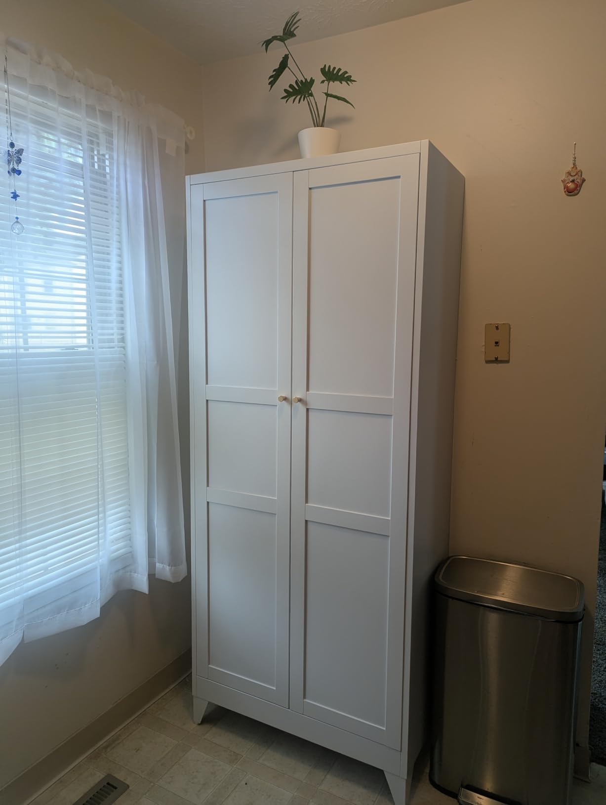 Letaya White Storage Cabinet with Adjustable Shelves-Metal Home Kitchen Pantry Cabinets with Doors,Organization Locker for Cupboard/Bedroom/Dining/Living/Bathroom/Office/Garage Room customer photo 1
