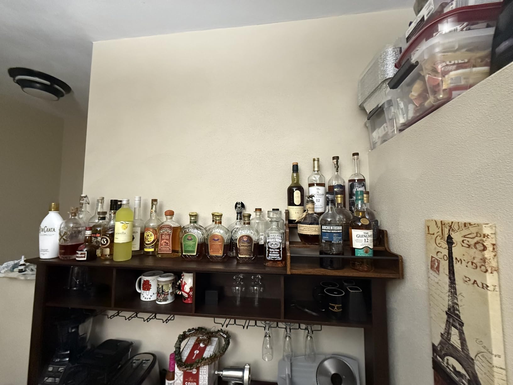 KLM Liquor Bottle Display Shelf, Coffee Syrup Rack Organizer, 3 Step Countertop Liquor Wine Rack, mini bar,liquor cabinet, Home Retro Bar Shelf Stand for Liquor Whiskey, Spirits customer photo 1