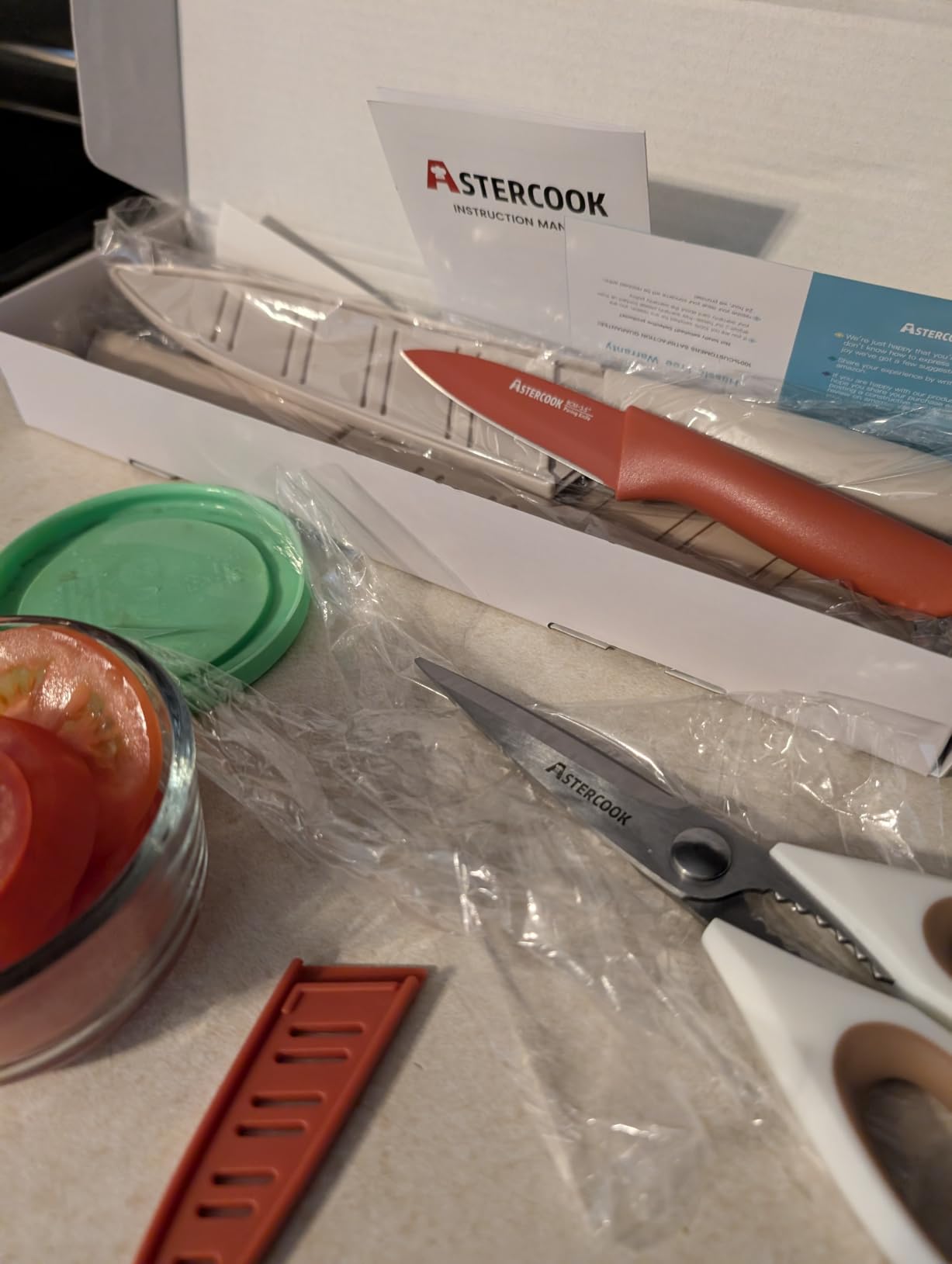 Astercook Knife Set, 13 Pieces Kitchen Knives Set with Healthy Anti-Rust Coating, Dishwasher Safe, Stainless Steel Chef Knife Sets with 6 Blade Guards, Perfect Holiday Gifts for Kitchen customer photo 2